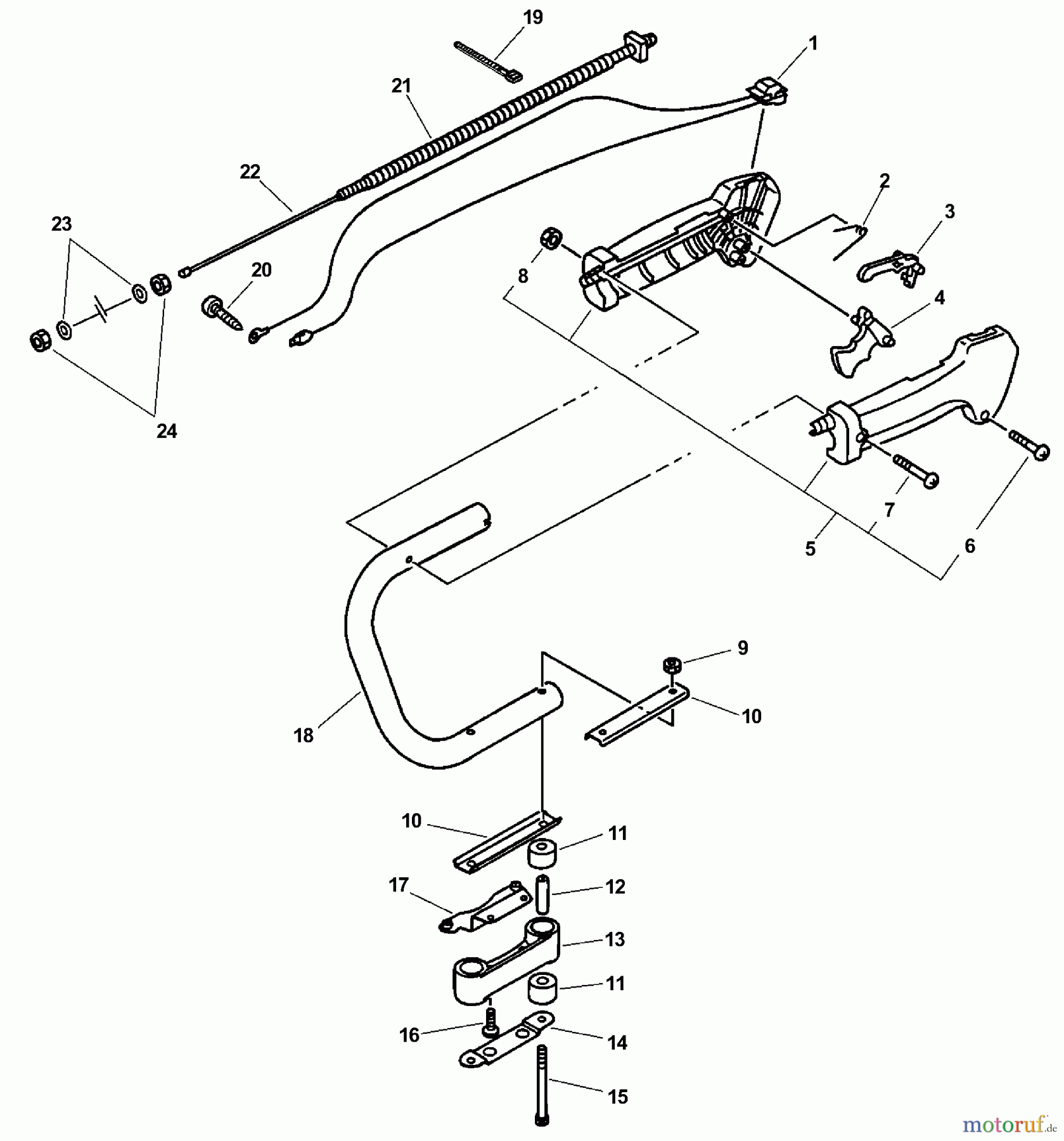 Echo Heckenscheren HC-2410 - Echo Hedge Trimmer (Type 2E) Handles, Ignition Switch, Throttle