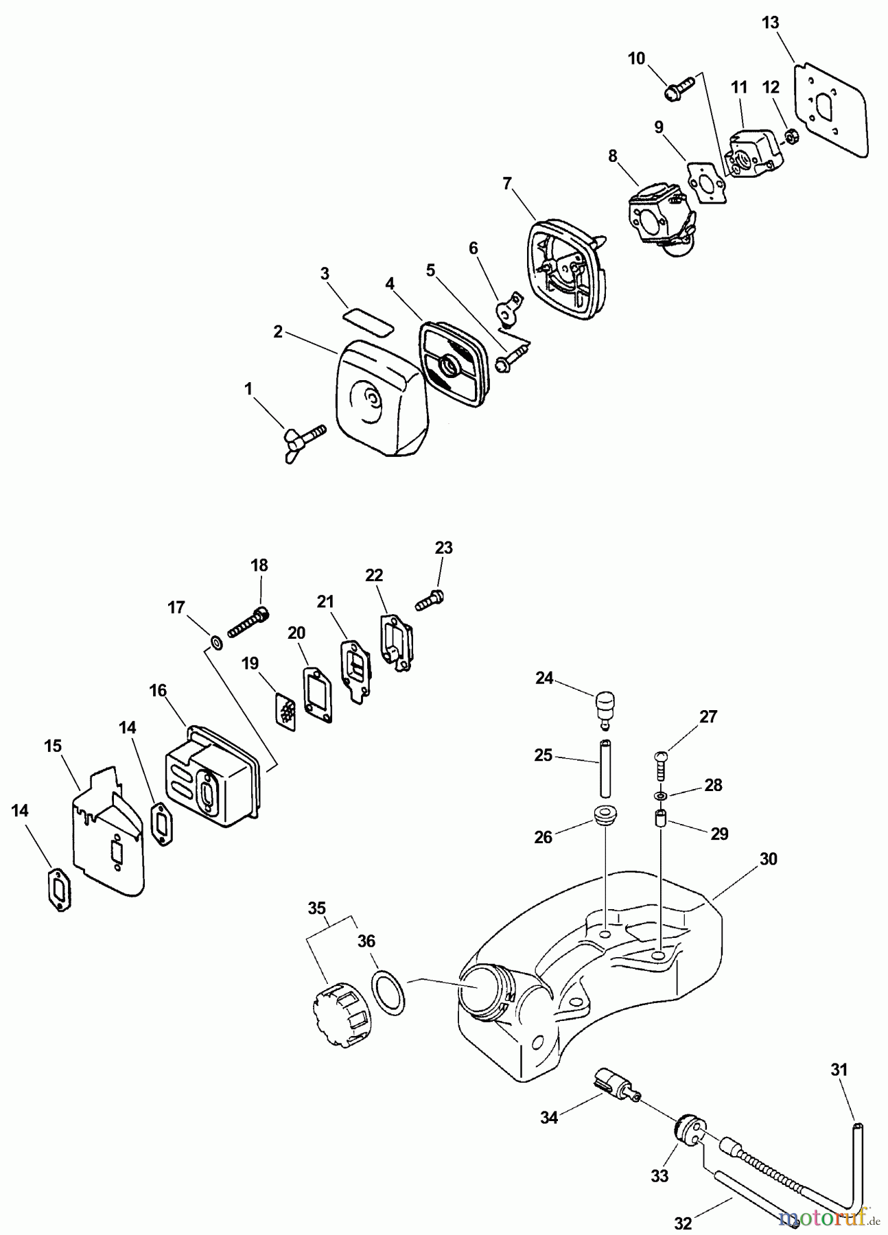 Echo Heckenscheren HC-2410 - Echo Hedge Trimmer (Type 2E) Intake, Exhaust, Fuel System
