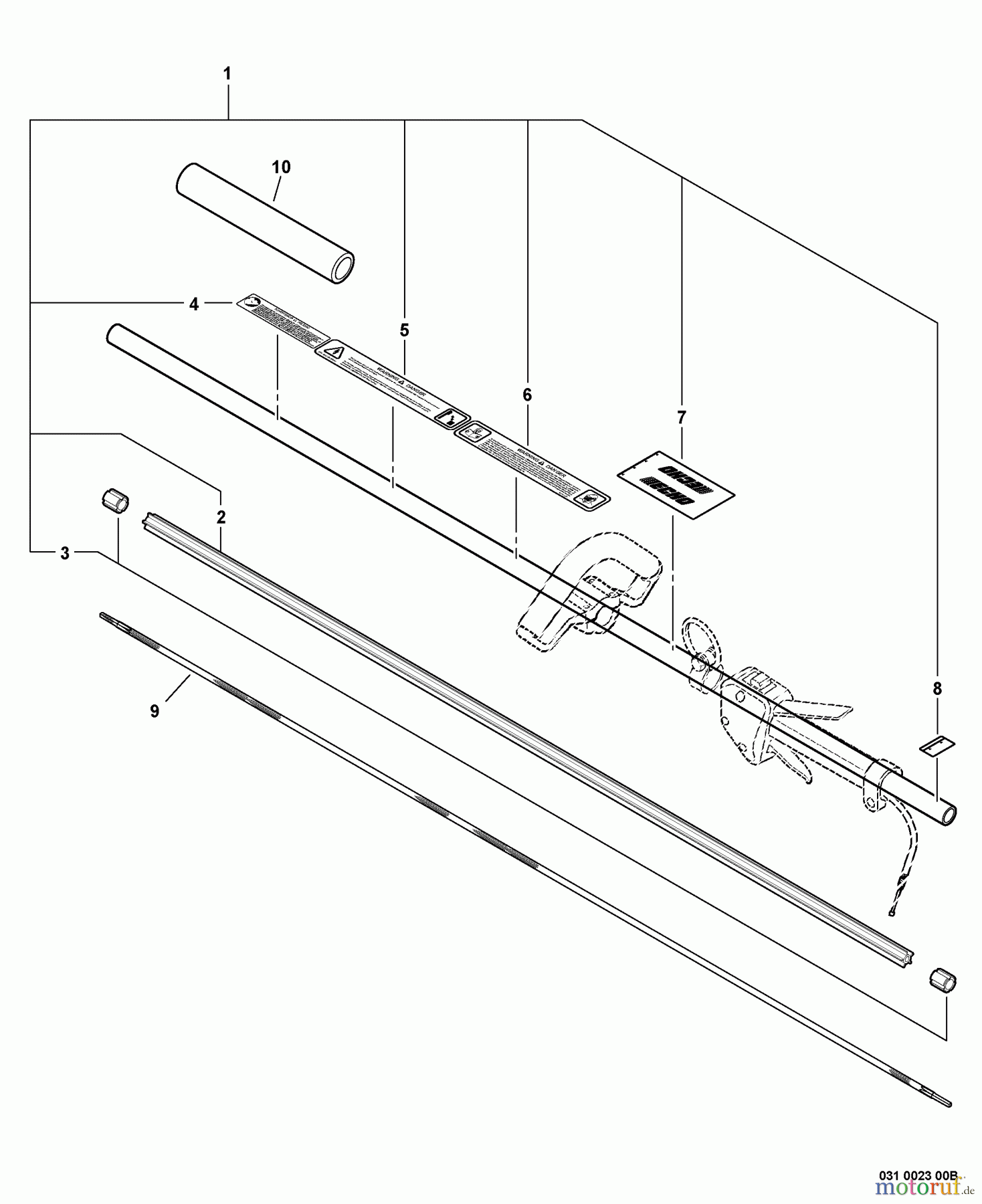 Echo Heckenscheren HCA-261 - Echo Hedge Trimmer, S/N: 06001001 - 06999999 Main Pipe Assembly, Driveshaft S/N: 06001001 - 06003501