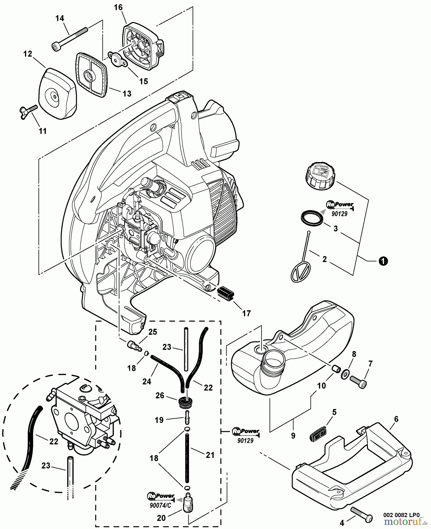 Echo Bläser / Sauger / Häcksler / Mulchgeräte ES-250 - Echo Shredder/Vacuum, S/N: P38311001001 - P38311999999 Fuel System, Side Handle