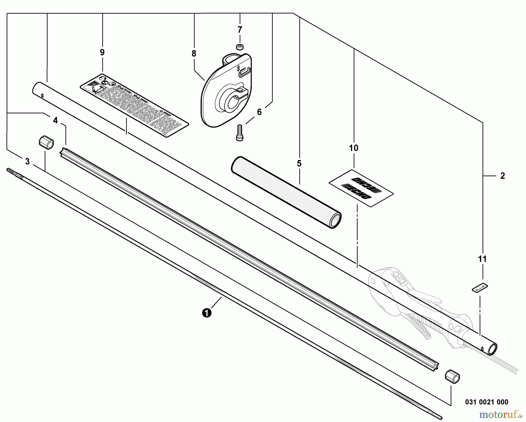 Echo Heckenscheren HCA-265 - Echo Hedge Trimmer, S/N: S77911001001 - S77911999999 Main Pipe Assembly, Driveshaft