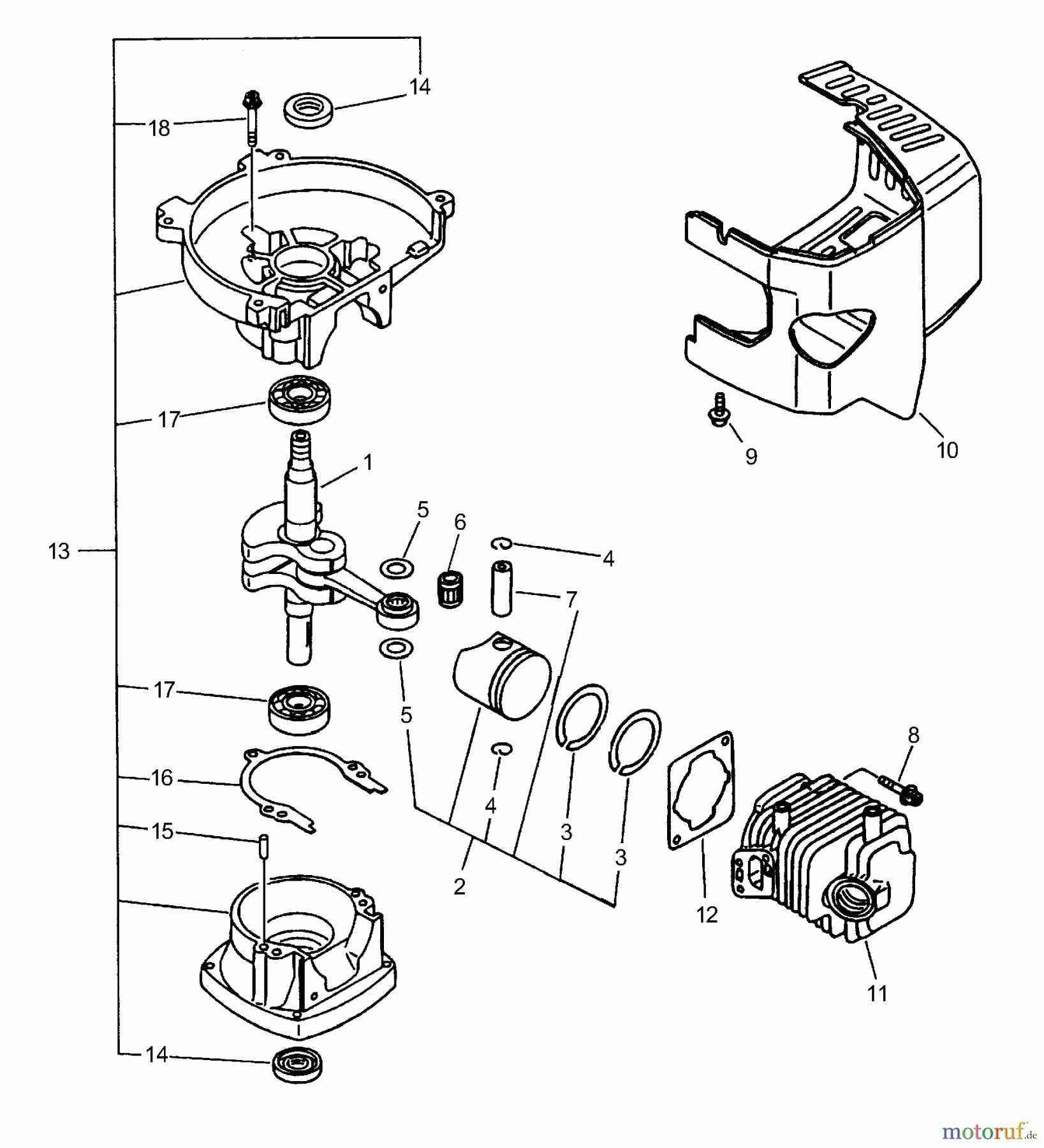 Echo Heckenscheren HCR-1500 - Echo Hedge Trimmer (Type 1E) Crankcase, Engine, Engine Cover