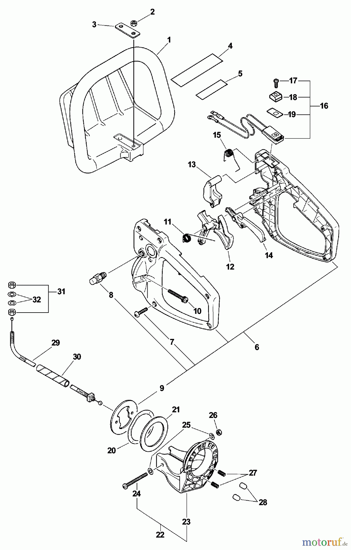  Echo Heckenscheren HCR-151 - Echo Hedge Trimmer, S/N: 02001001 - 02999999 Articulating Handle, Ignition Switch, Throttle Cable
