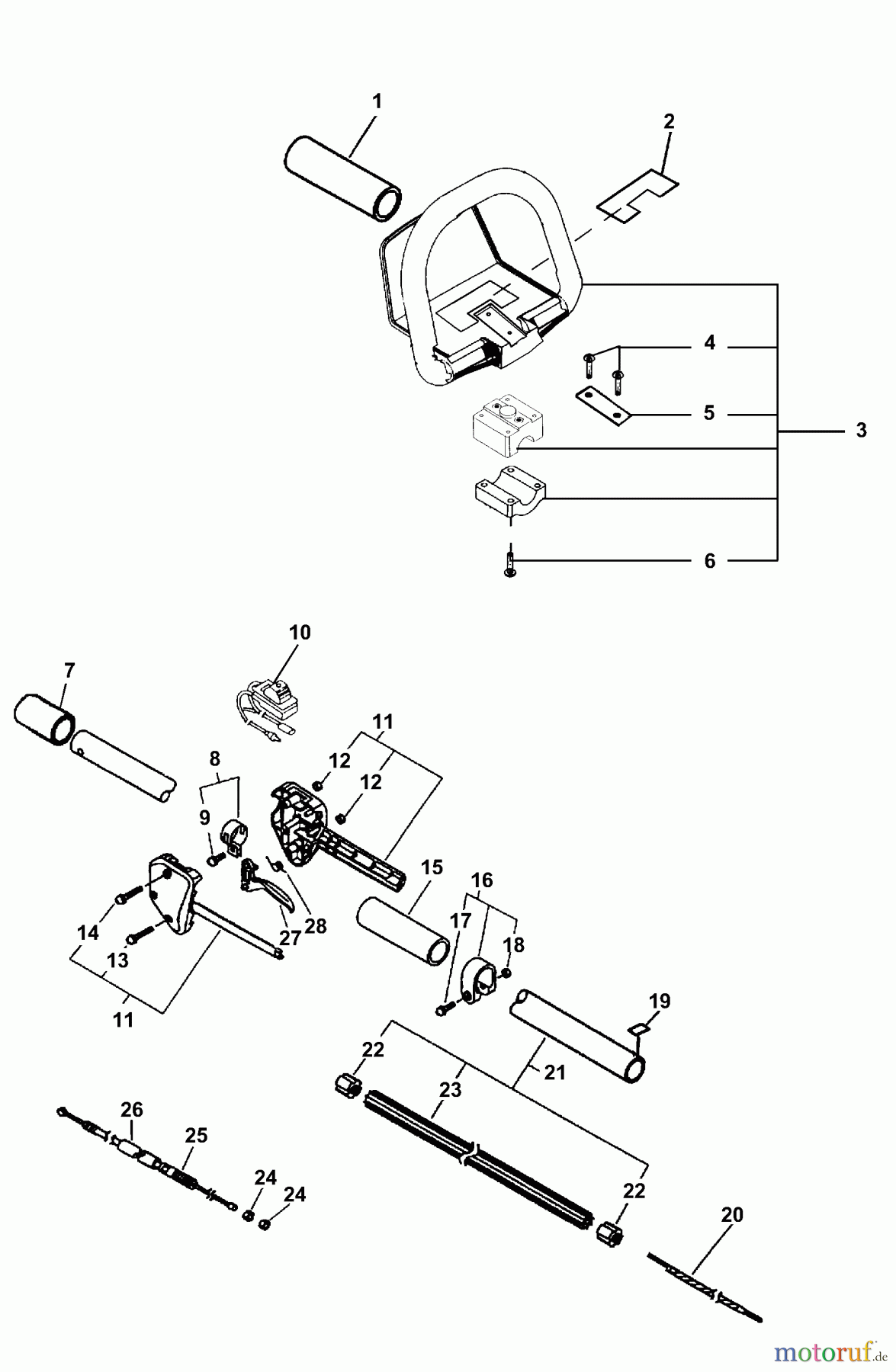 Echo Heckenscheren SHC-1700 - Echo Shaft Hedge Trimmer (Type 1E) Driveshaft, Handles, Throttle S/N: 504768 - 599999
