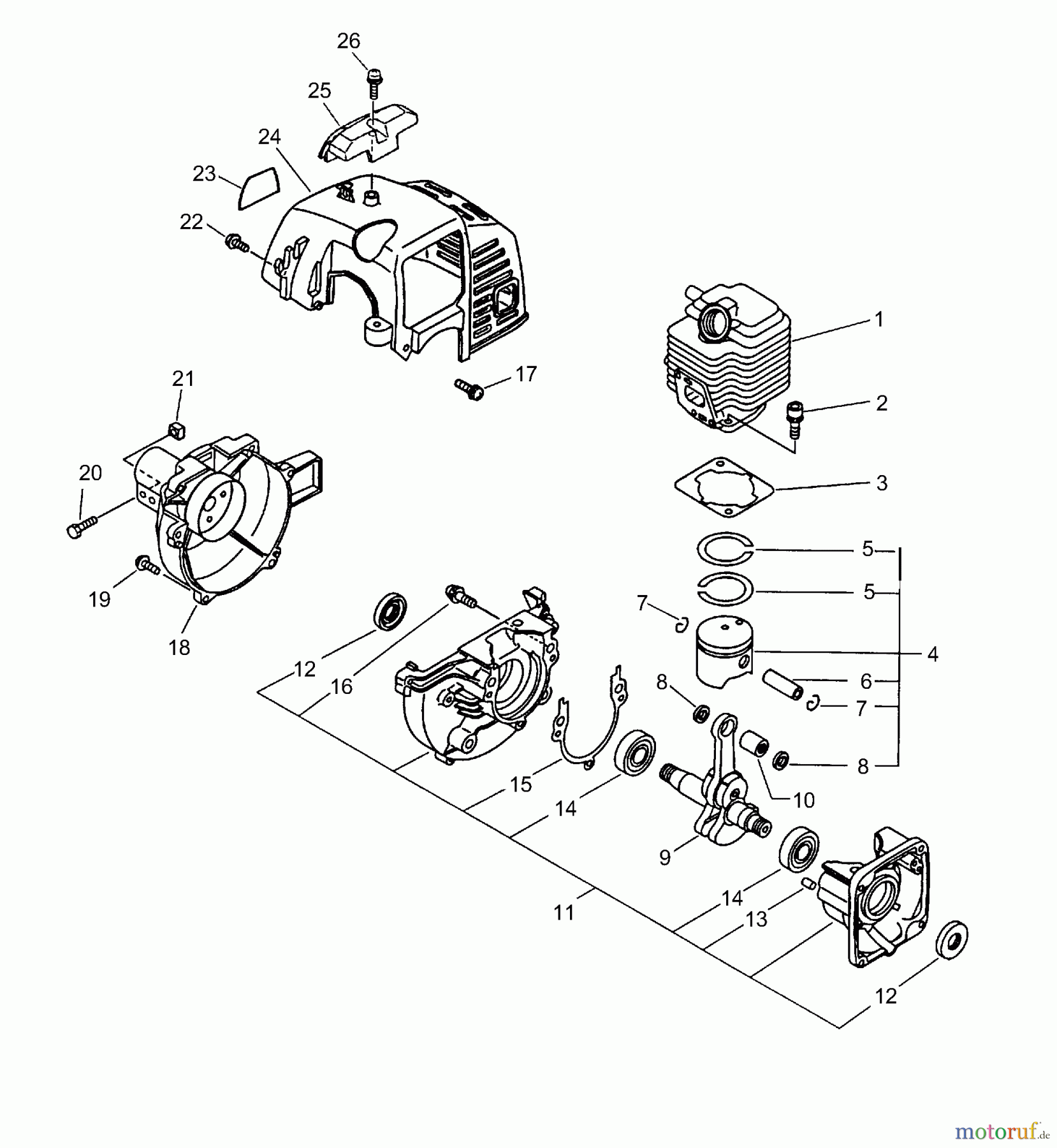 Echo Heckenscheren SHC-1700 - Echo Shaft Hedge Trimmer (Type 1E) Engine, Fan Housing, Cover