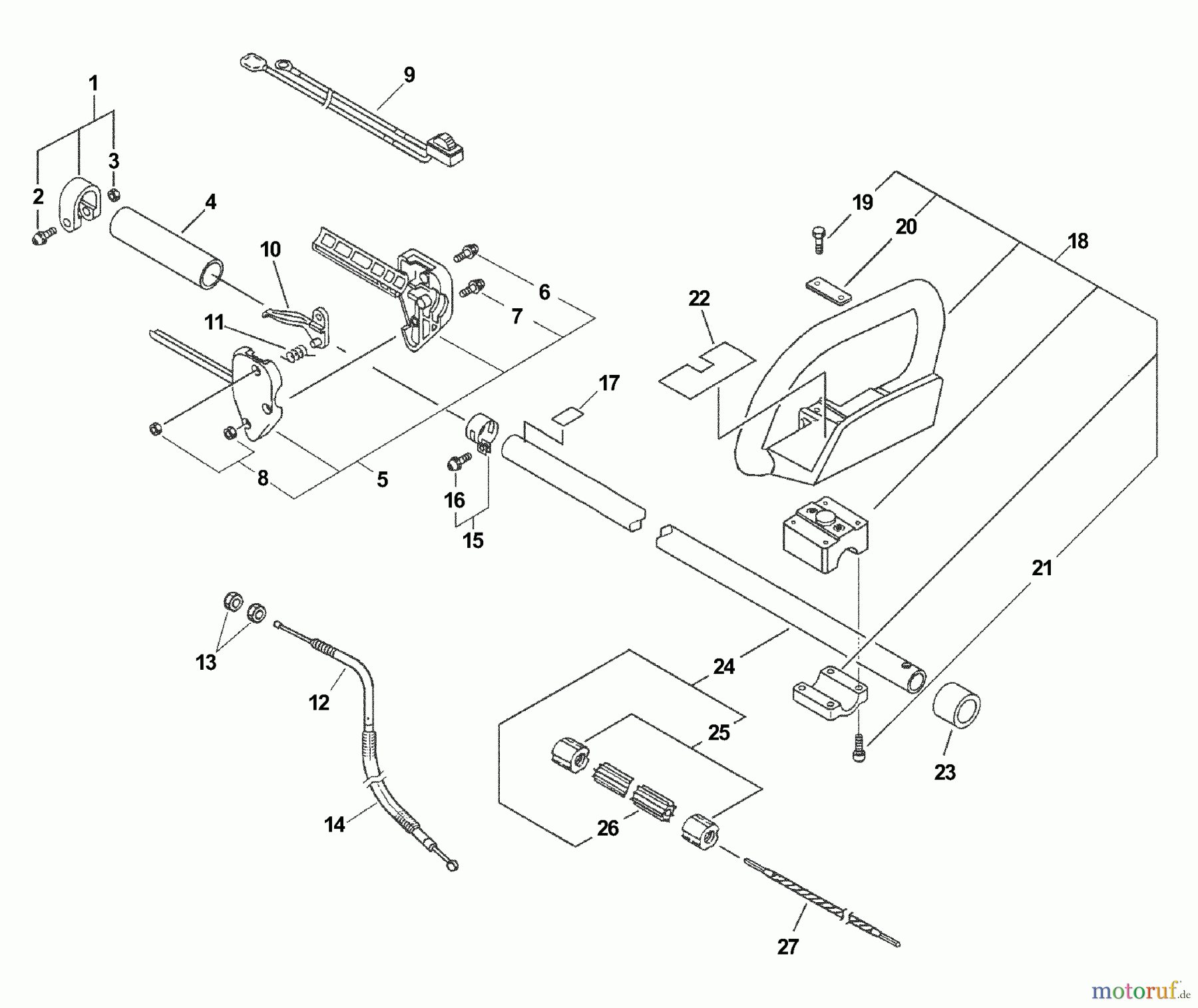 Echo Heckenscheren SHC-2100 - Echo Shaft Hedge Trimmer (Type 1E) Driveshaft, Ignition Switch, Throttle Cable S/N: 506456 - 999999
