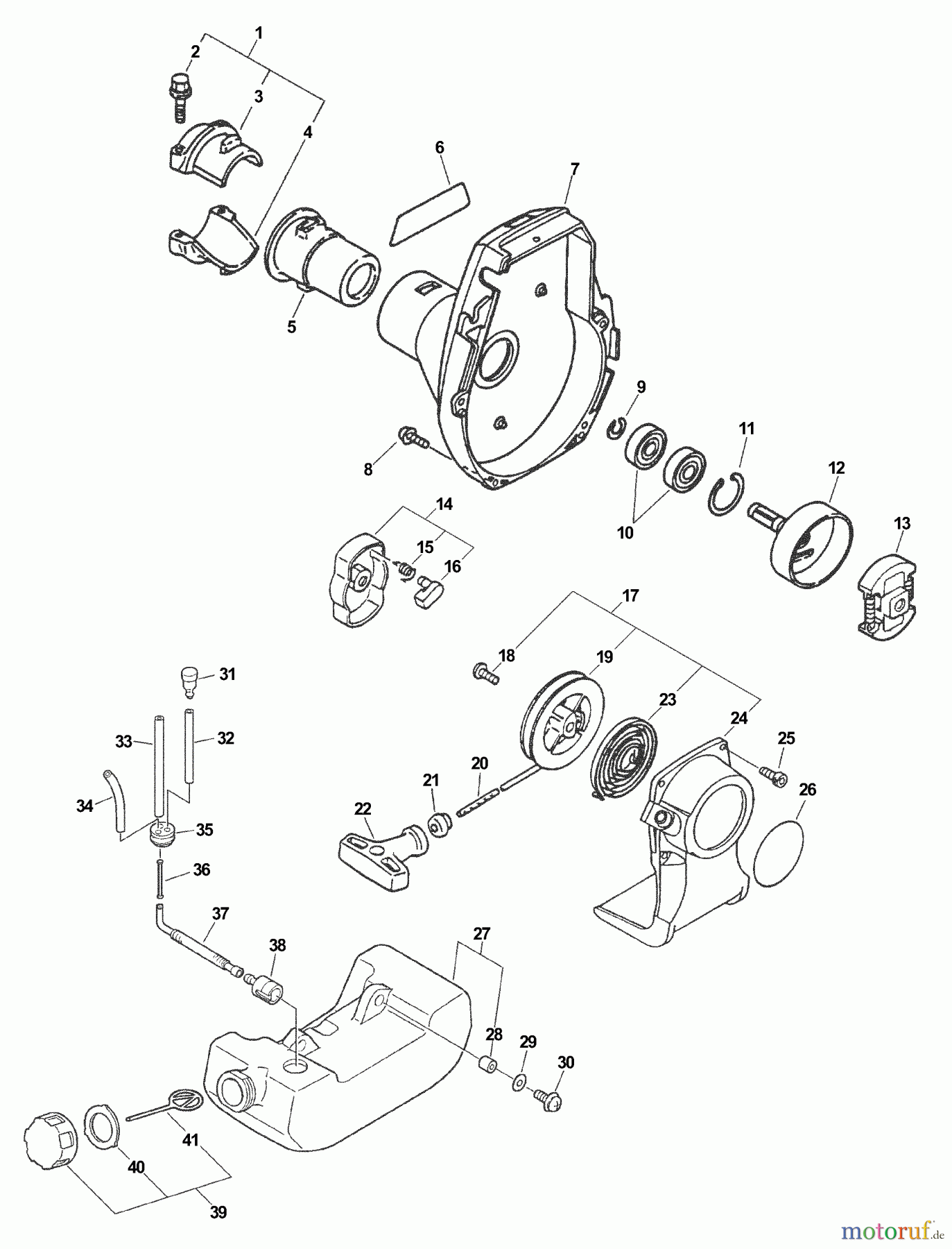 Echo Heckenscheren SHC-2100 - Echo Shaft Hedge Trimmer (Type 1) Fan Case, Clutch, Starter, Fuel System