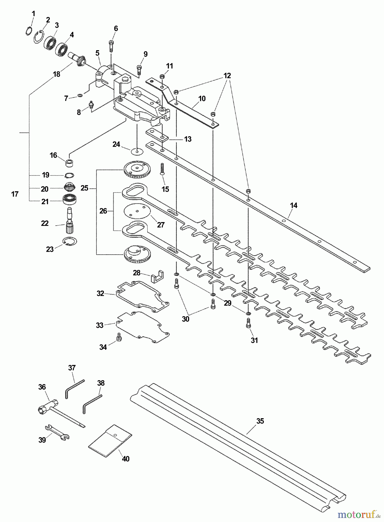 Echo Heckenscheren SHC-2100 - Echo Shaft Hedge Trimmer (Type 1) Gearcase, Blades, Tools S/N: 0511441 - 9999999
