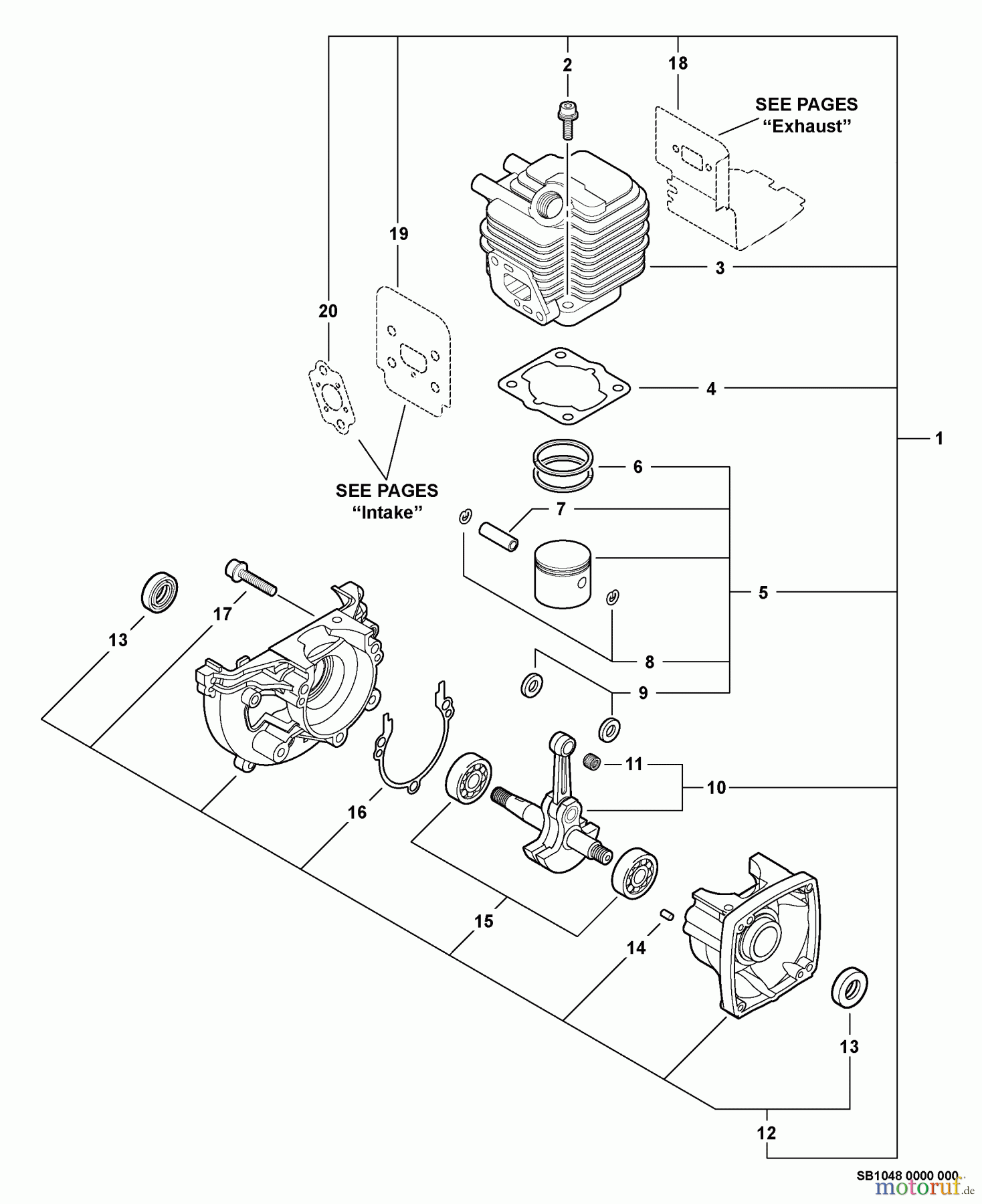 Echo Trimmer, Faden / Bürste SRM-211U - Echo String Trimmer/Brush Cutter, S/N:02001001 - 02999999 Engine, Short Block -- SB1048