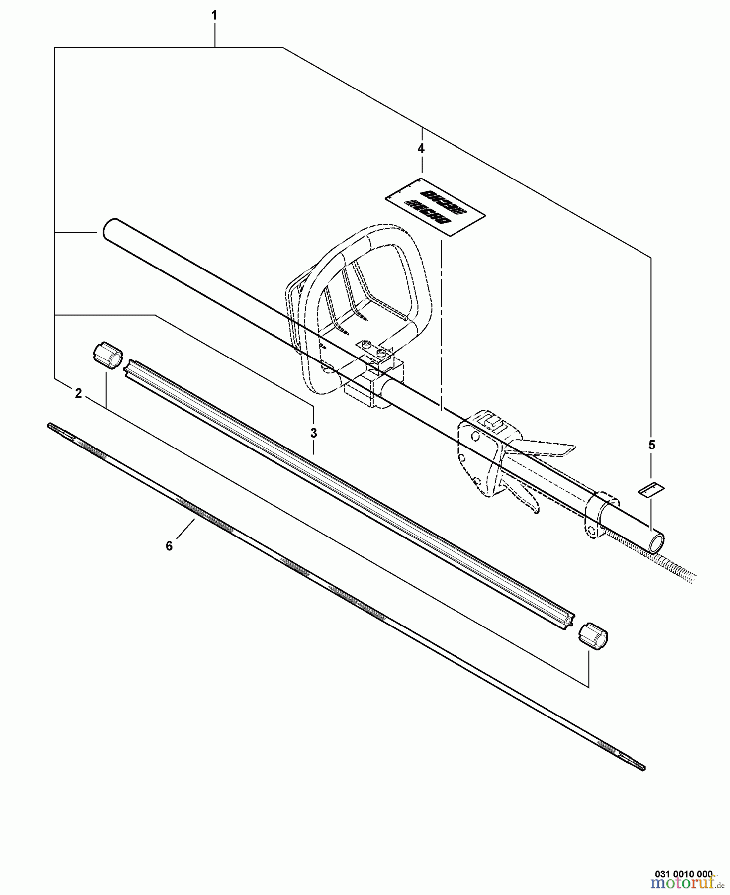 Echo Heckenscheren SHC-211 - Echo Shaft Hedge Trimmer, S/N: 06001001 - 06999999 Main Pipe Assembly