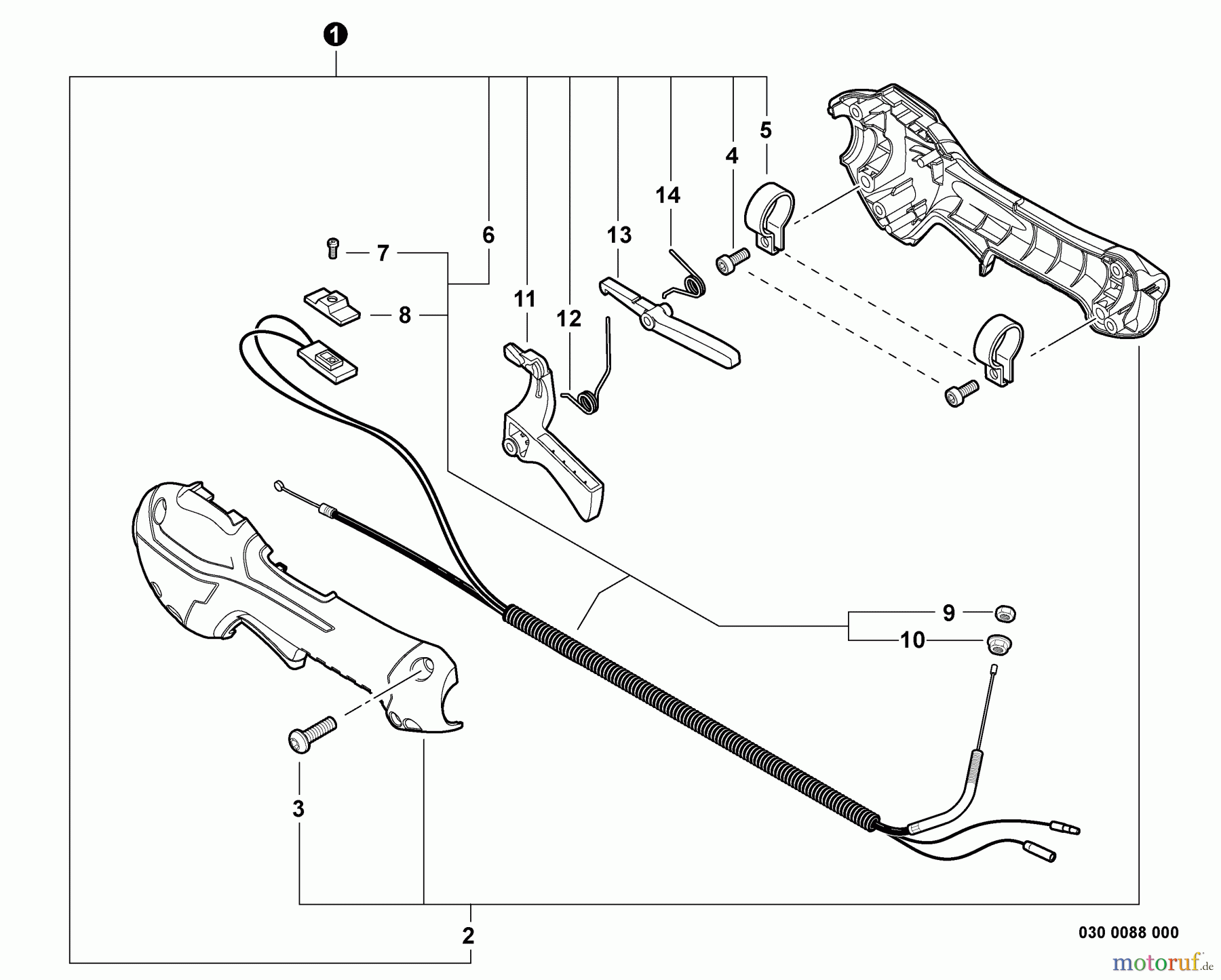 Echo Heckenscheren SHC-225 - Echo Shaft Hedge Trimmer, S/N: S85513001001 - S85513999999 Control Handle, Control Cable Assembly S/N: S85513007025 - S85513999999