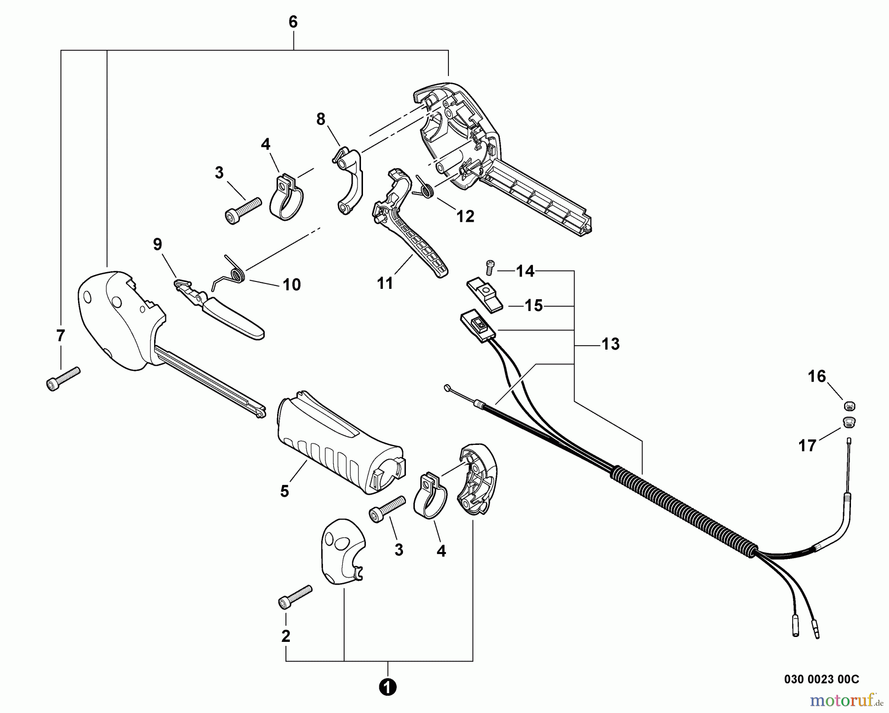 Echo Heckenscheren SHC-225S - Echo Shaft Hedge Trimmer, S/N: S86012001001 - S86012999999 Control Handle, Control Cable Assembly