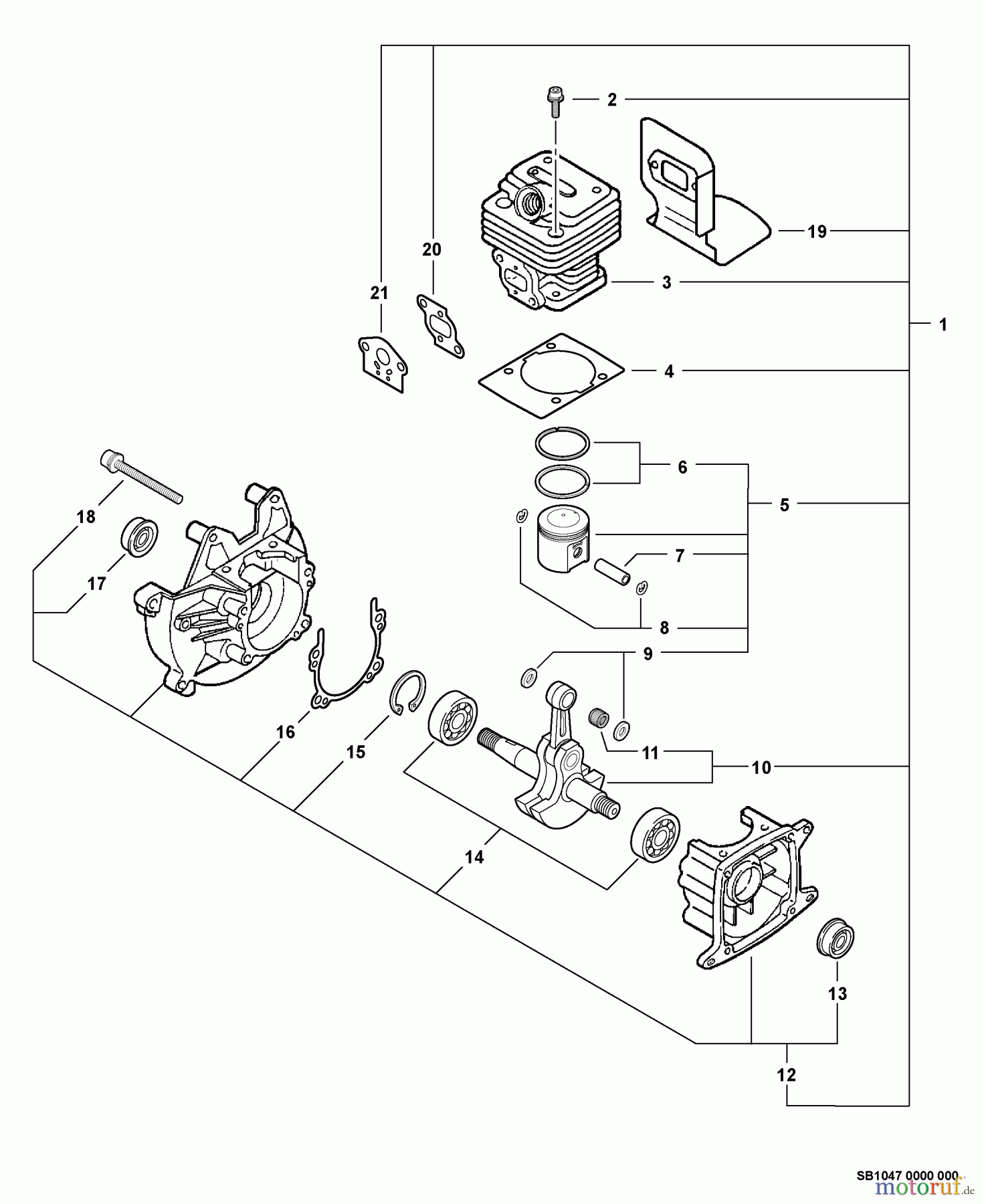 Echo Hochentaster PPT-260 - Echo Pole Saw / Pruner, S/N: 04001001-04999999 Engine, Short Block -- SB1047