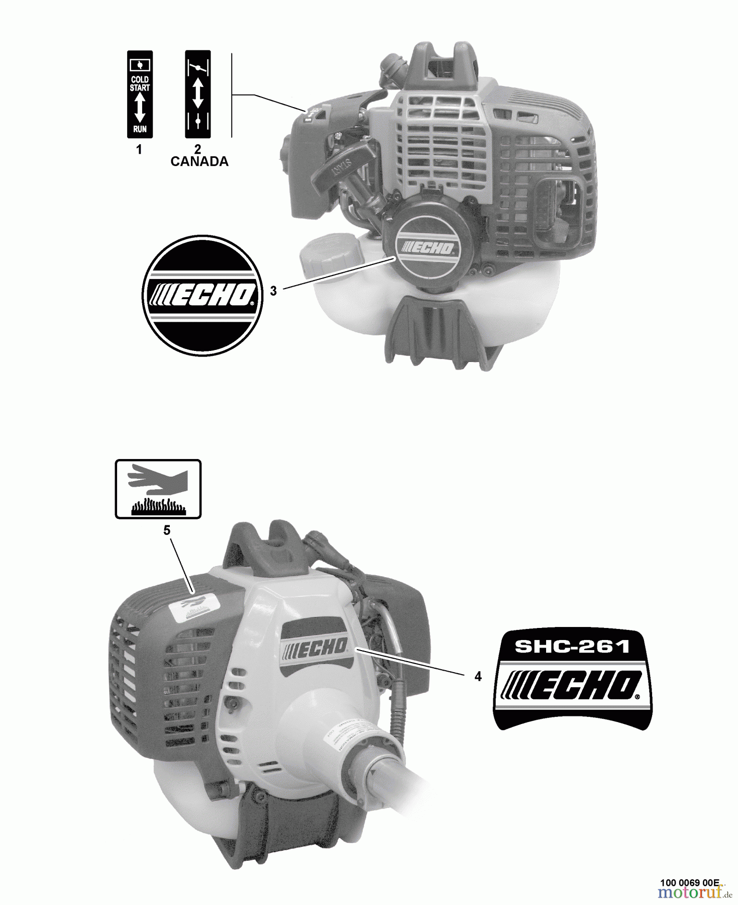 Echo Heckenscheren SHC-261 - Echo Shaft Hedge Trimmer, S/N: 02001001 - 02999999 Labels