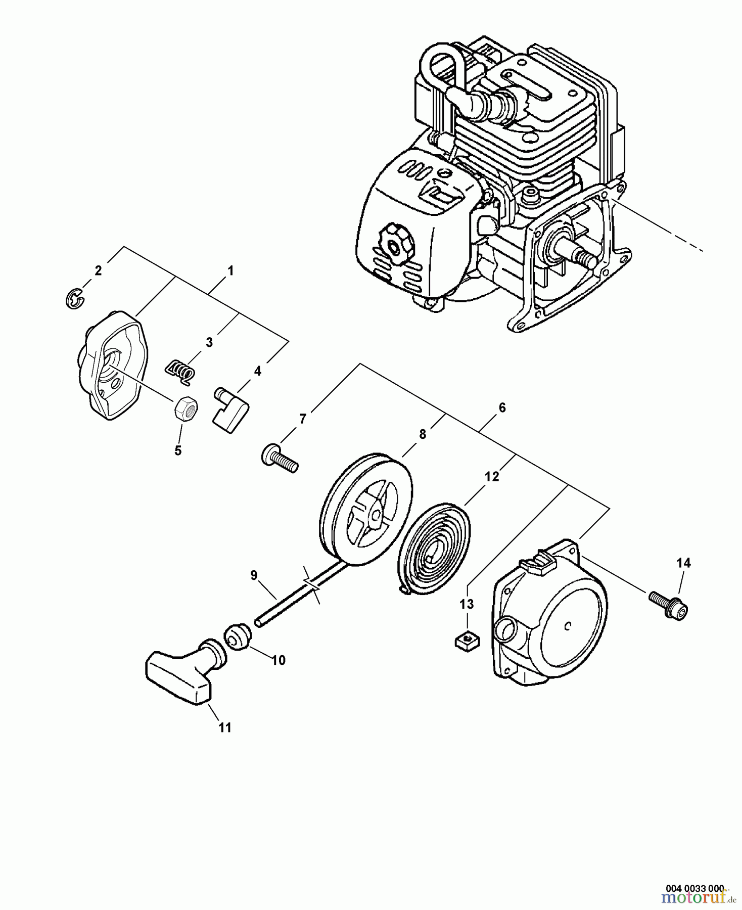 Echo Trimmer, Faden / Bürste SRM-261T - Echo String Trimmer, S/N:S73912001001 - S73912999999 Starter -- Standard