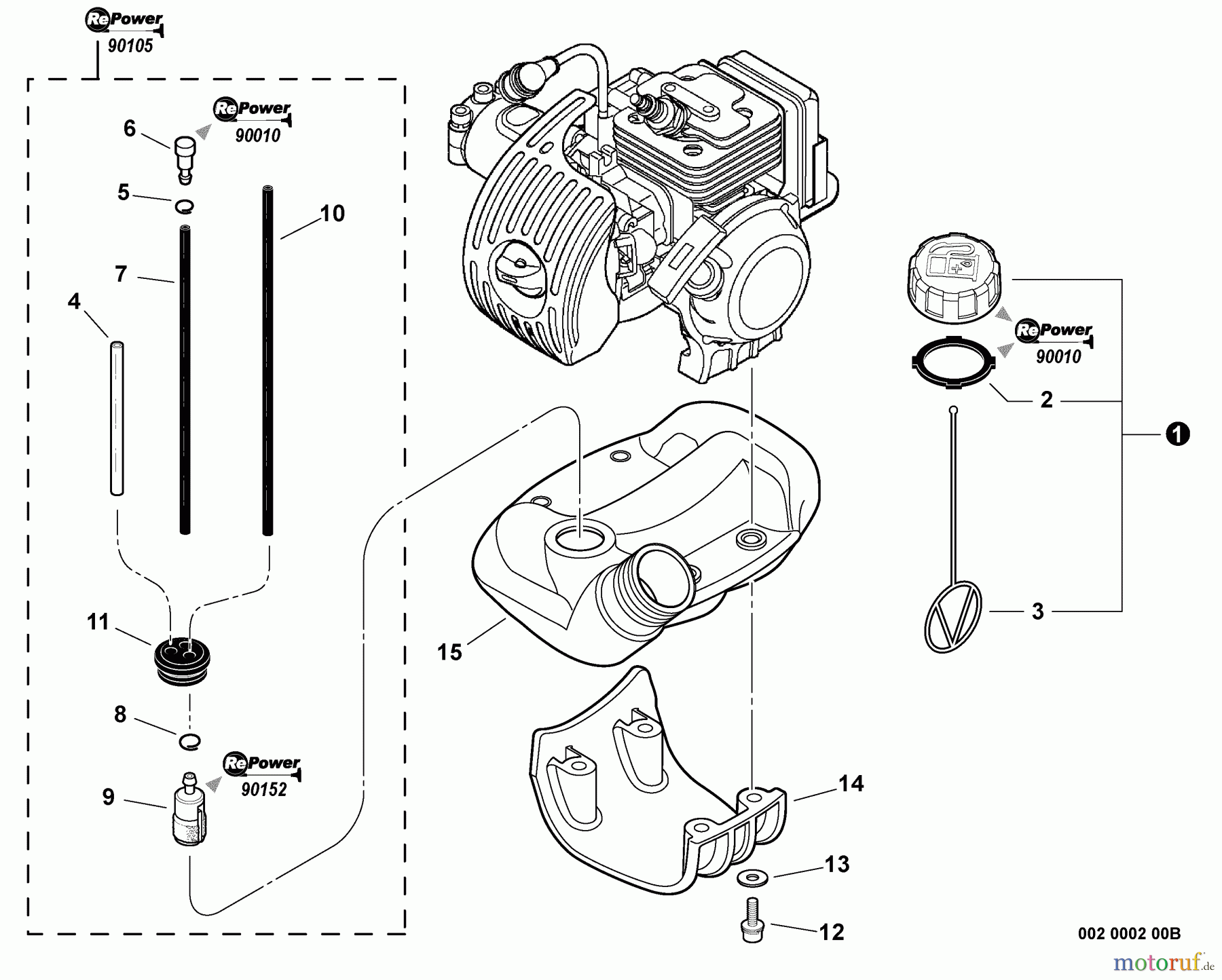 Echo Trimmer, Faden / Bürste SRM-265 - Echo String Trimmer, S/N:S80813001001 - S80813999999 Fuel System