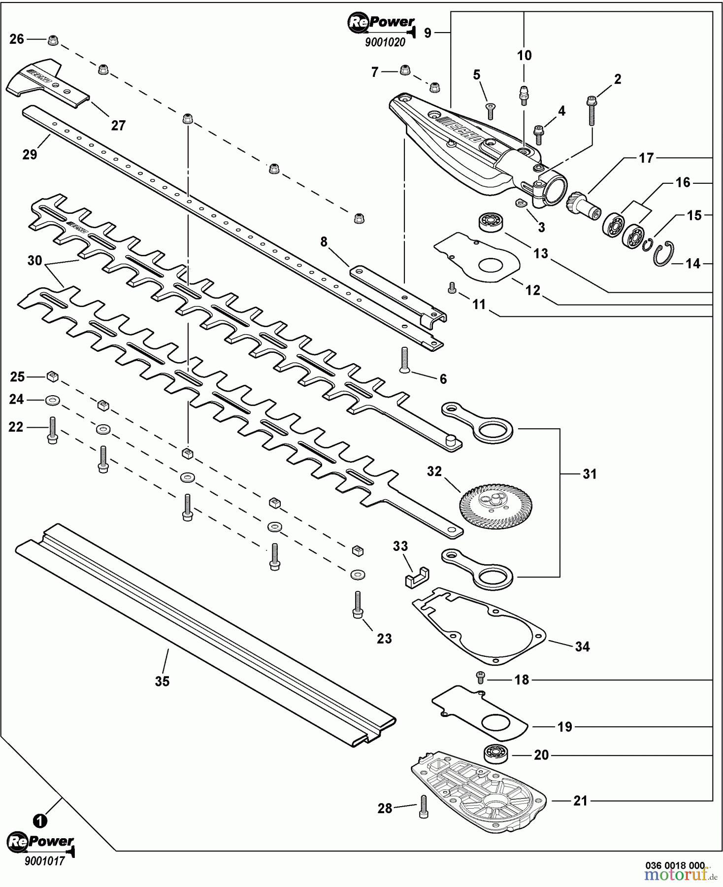 Echo Heckenscheren SHC-266 - Echo Shaft Hedge Trimmer, S/N: T44113001001 - T44113999999 Blades, Gear Case