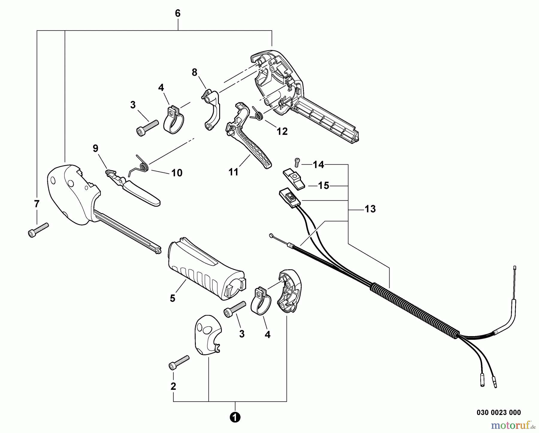 Echo Heckenscheren HCA-265 - Echo Hedge Trimmer, S/N: S77911001001 - S77911999999 Control Handle, Control Cable Assembly
