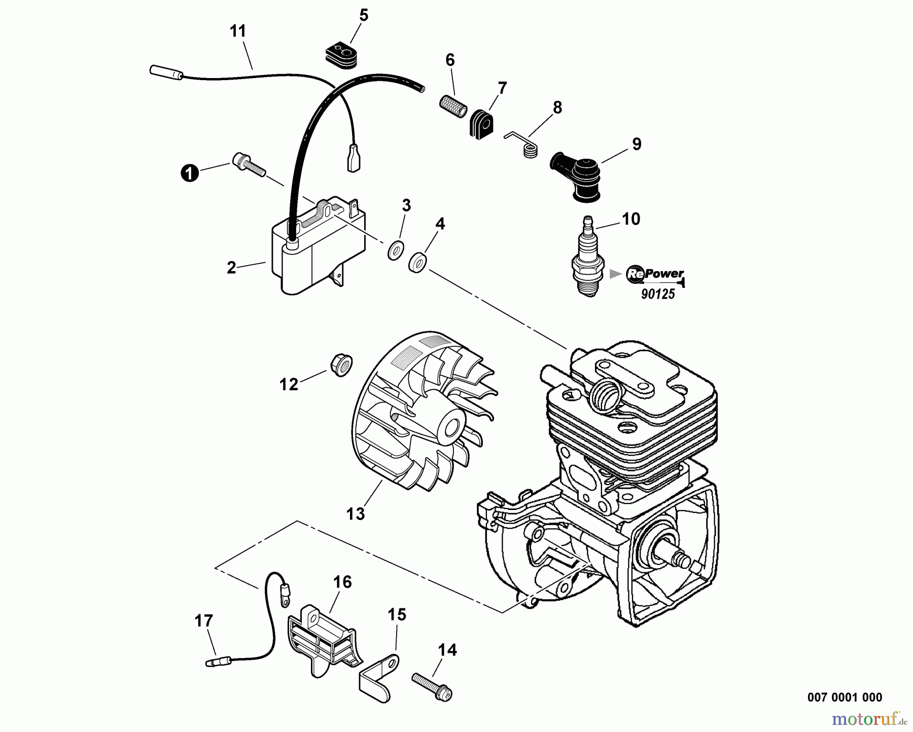 Echo Trimmer, Faden / Bürste SRM-266U - Echo String Trimmer/Brush Cutter, S/N: T43513001005 - T435131000 Flywheel, Ignition