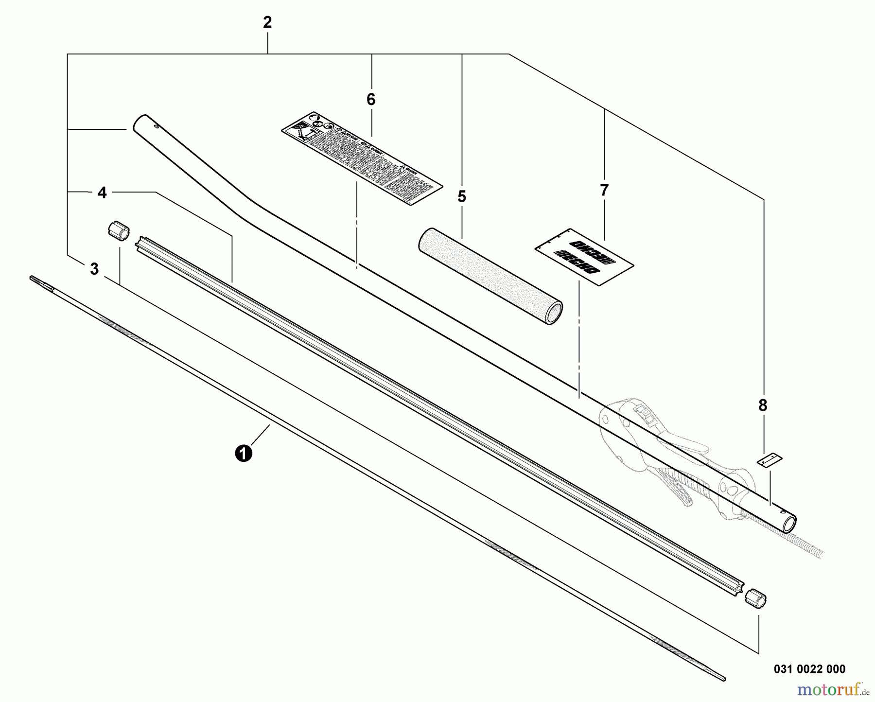 Echo Heckenscheren SHC-265 - Echo Shaft Hedge Trimmer, S/N: S85612001001 - S85612999999 Main Pipe Asy, Flexible Driveshaft