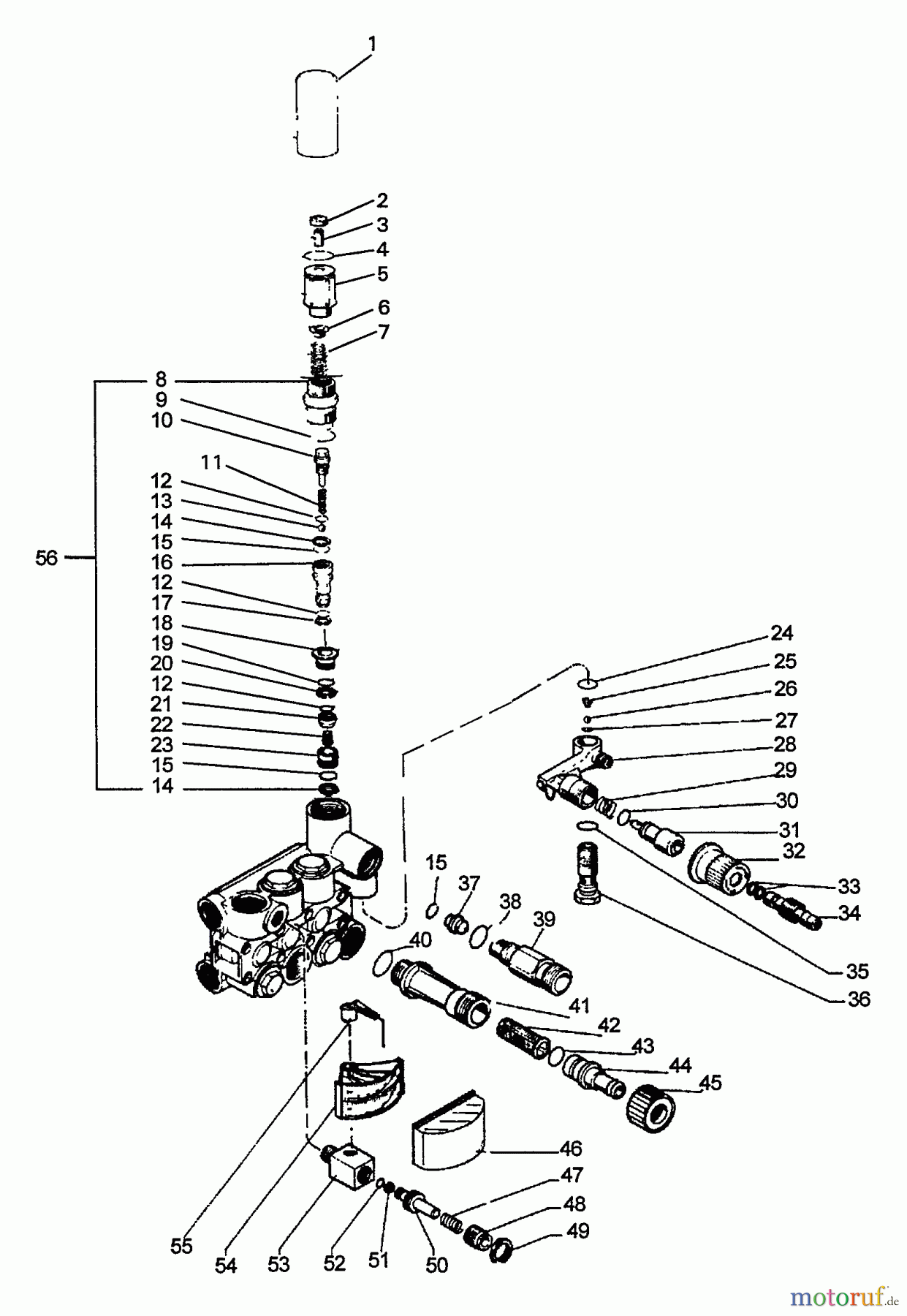 Echo Hochdruckreiniger HPP-1890 - Echo Pressure Washer (1991 Models) Manifold, Unloader, Inlet, Pressure Gauge, Injector