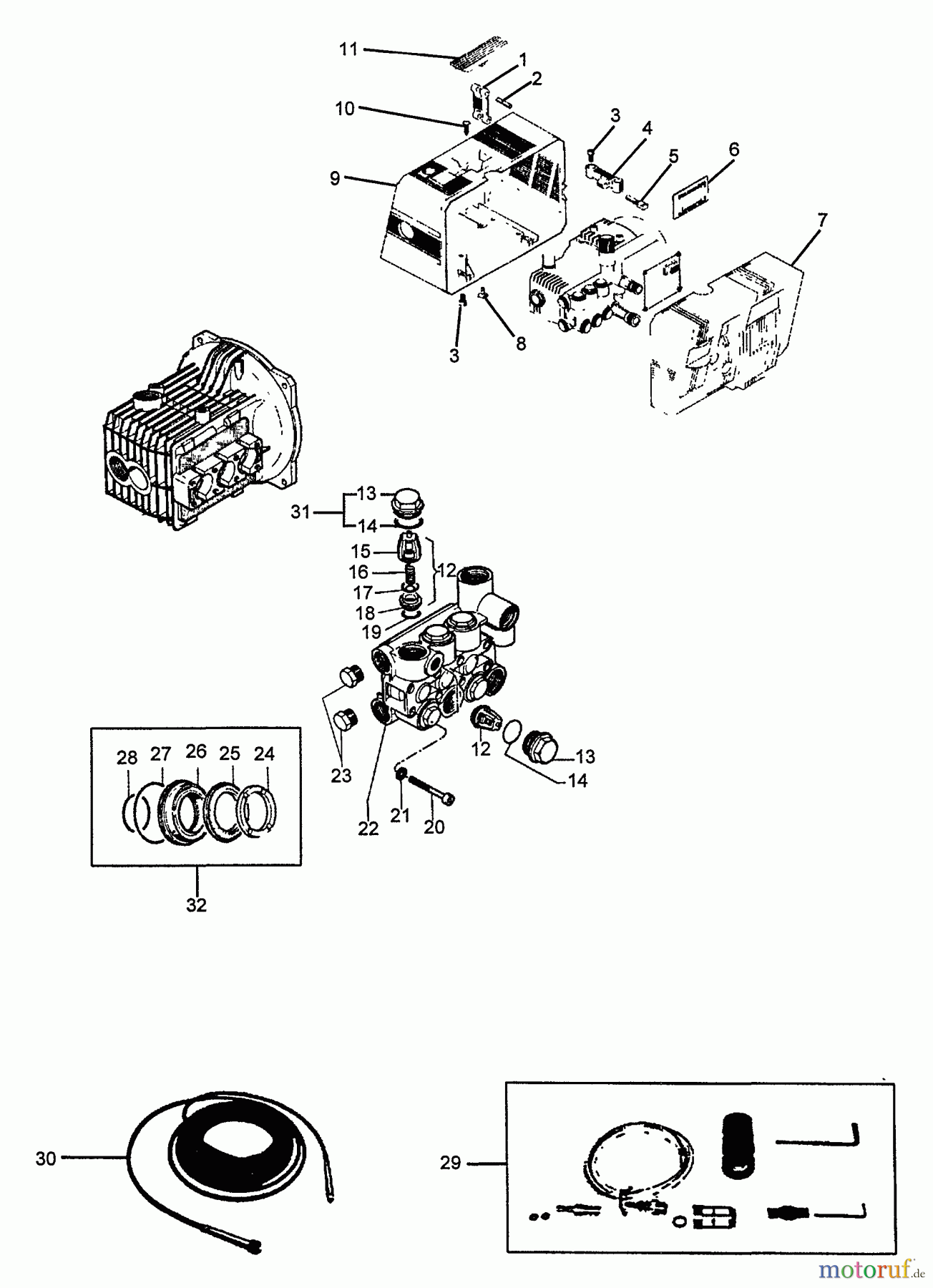 Echo Hochdruckreiniger HPP-1890 - Echo Pressure Washer (1991 Models) SEAL KITS, MOTOR HOUSING, HOSE, ACCESSORIES