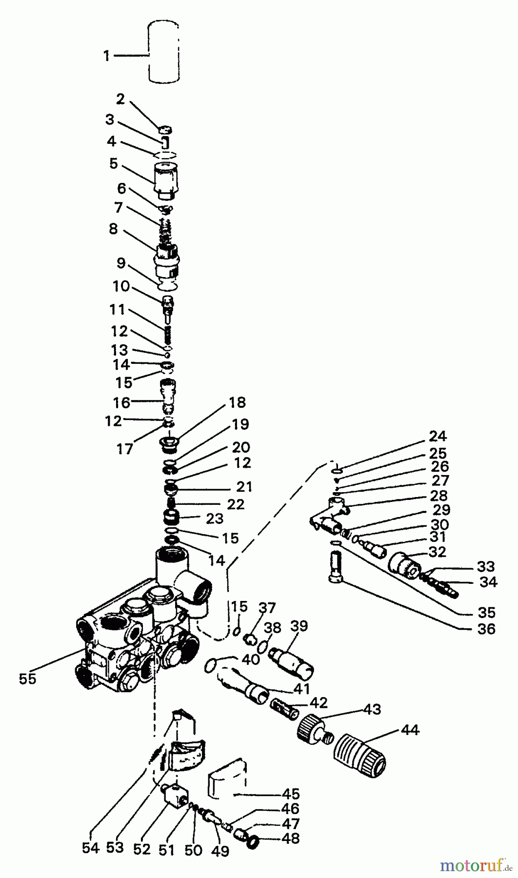 Echo Hochdruckreiniger HPP-1890 - Echo Pressure Washer, S/N: 1457 - 1606 (1993 and 1994 Models) Manifold, Unloader, Inlet, Pressure Gauge, Injector
