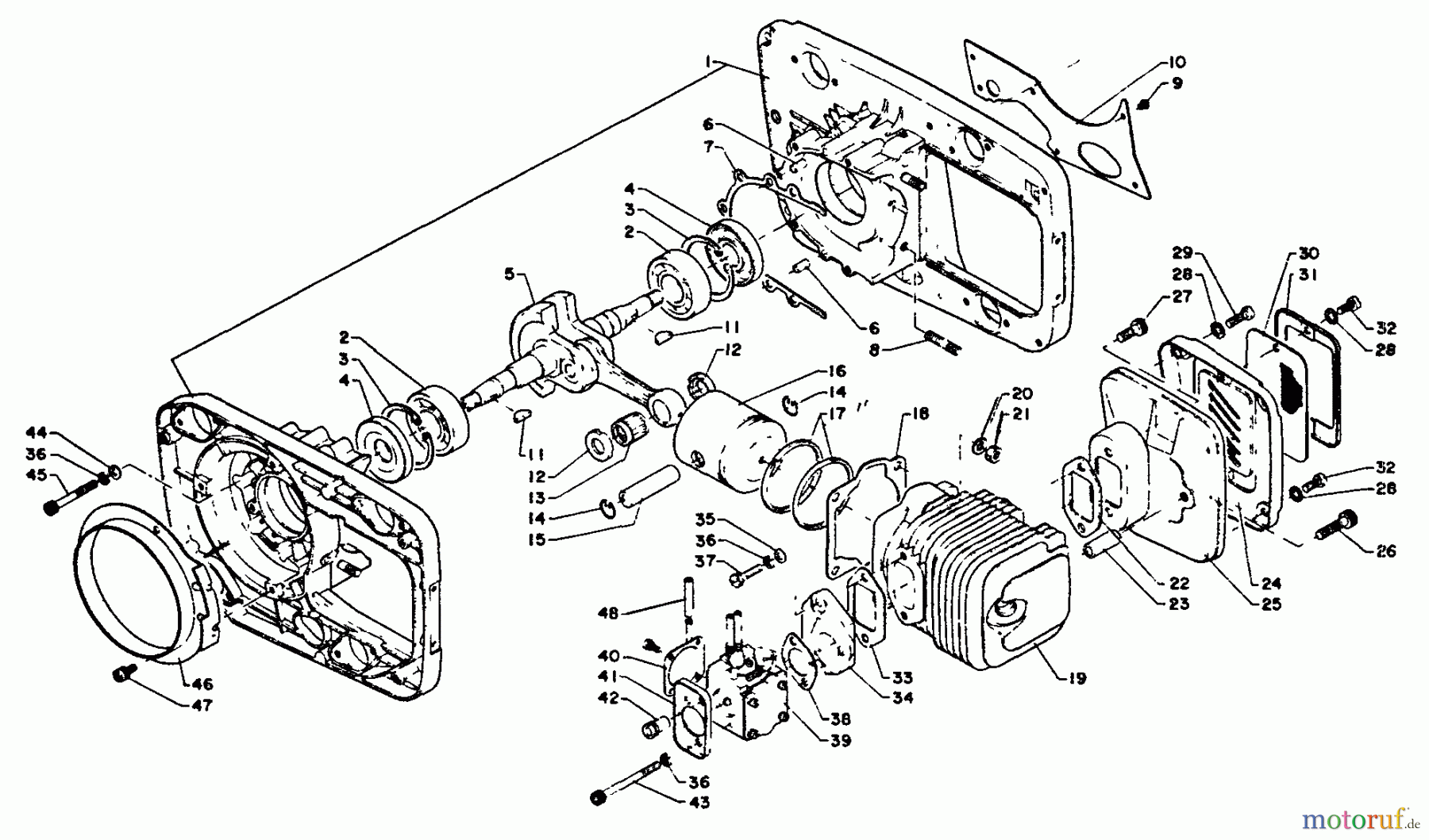  Echo Sägen, Kettensägen CS-1001VL - Echo Chainsaw Engine, Exhaust, Crankcase, Intake, Exhaust