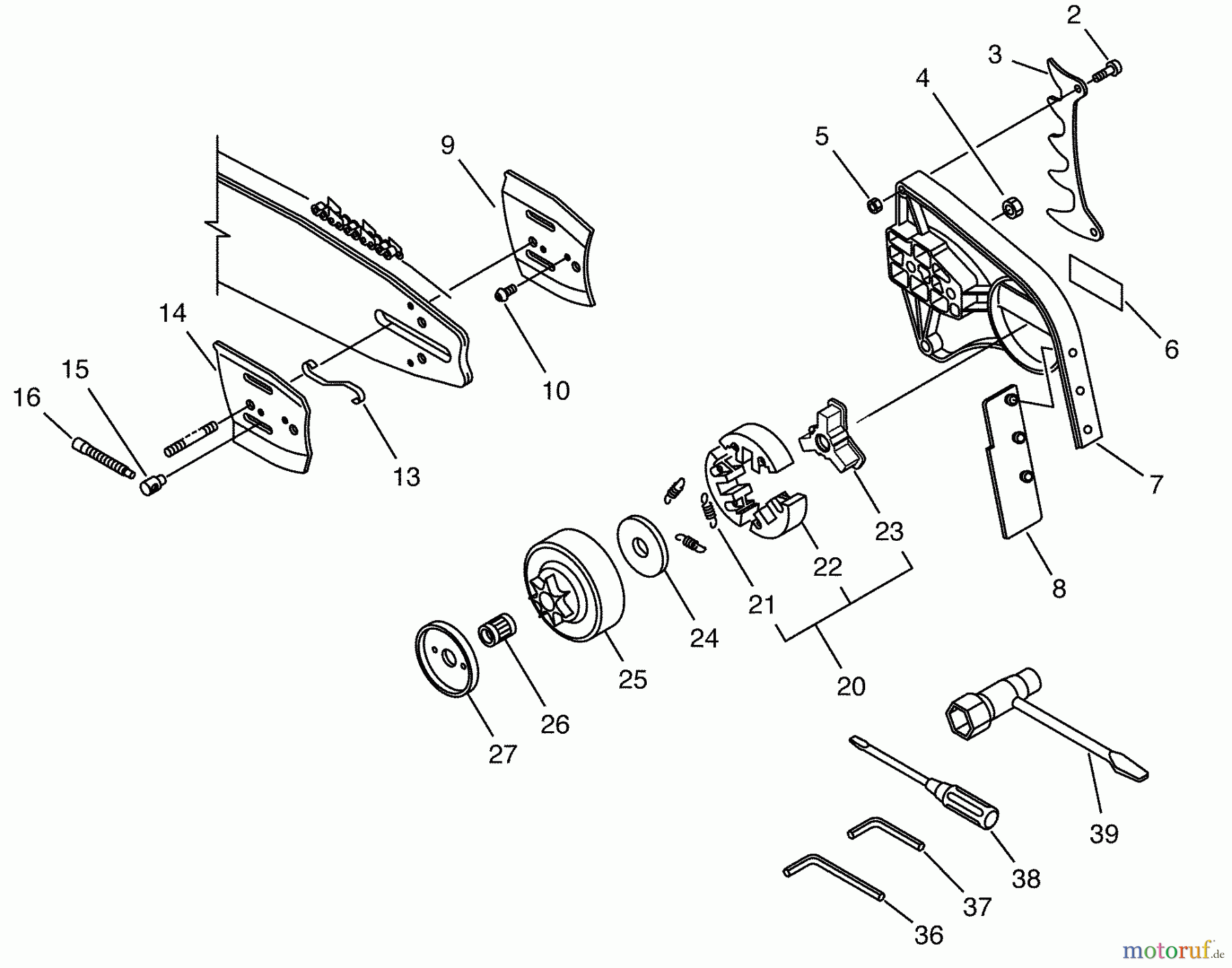 Echo Sägen, Kettensägen CS-1201 - Echo Chainsaw Clutch, Chain Brake Assembly