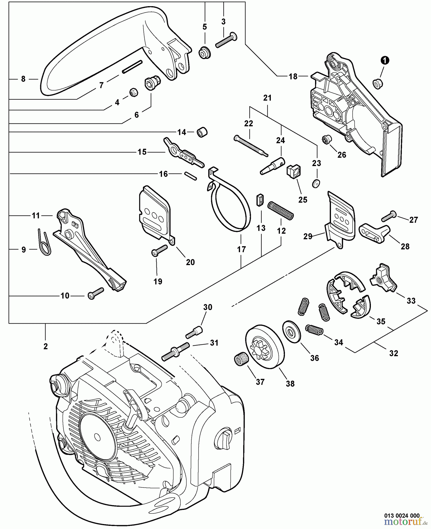 Echo Sägen, Kettensägen CS-271T S/N: C26312001001 - C26312999999 Chain Brake, Clutch S/N: C26312001611 - C26312999999
