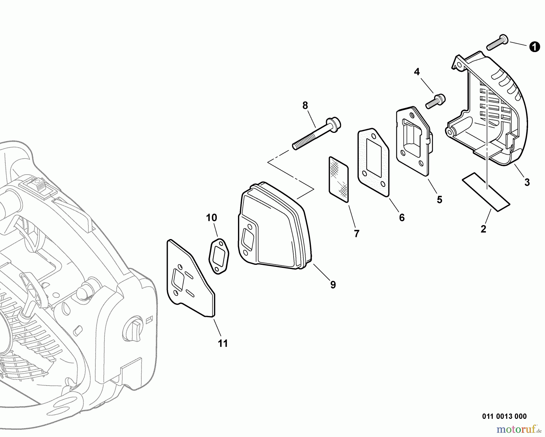 Echo Sägen, Kettensägen CS-271T - Echo Chainsaw, S/N: C21112001001 - C21112999999 Exhaust