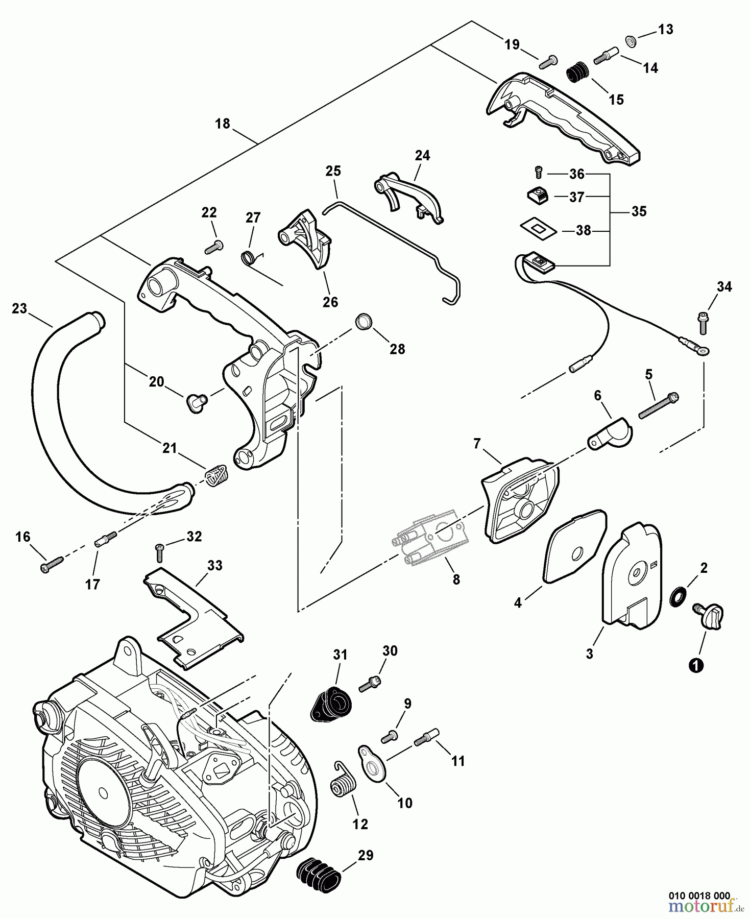 Echo Sägen, Kettensägen CS-271T - Echo Chainsaw, S/N: C21313001001 - C21313999999 Intake, Control Handle