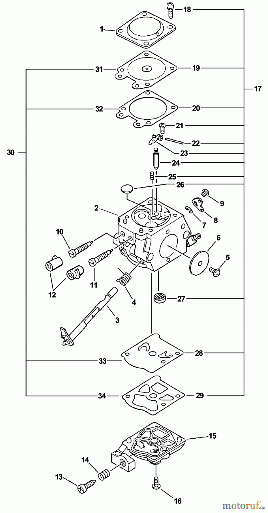 Echo Sägen, Kettensägen CS-3000 - Echo Chainsaw, S/N: 001001 - 999999 (Type 1) Carburetor Type 1 S/N: 056484_Up, Type 1E