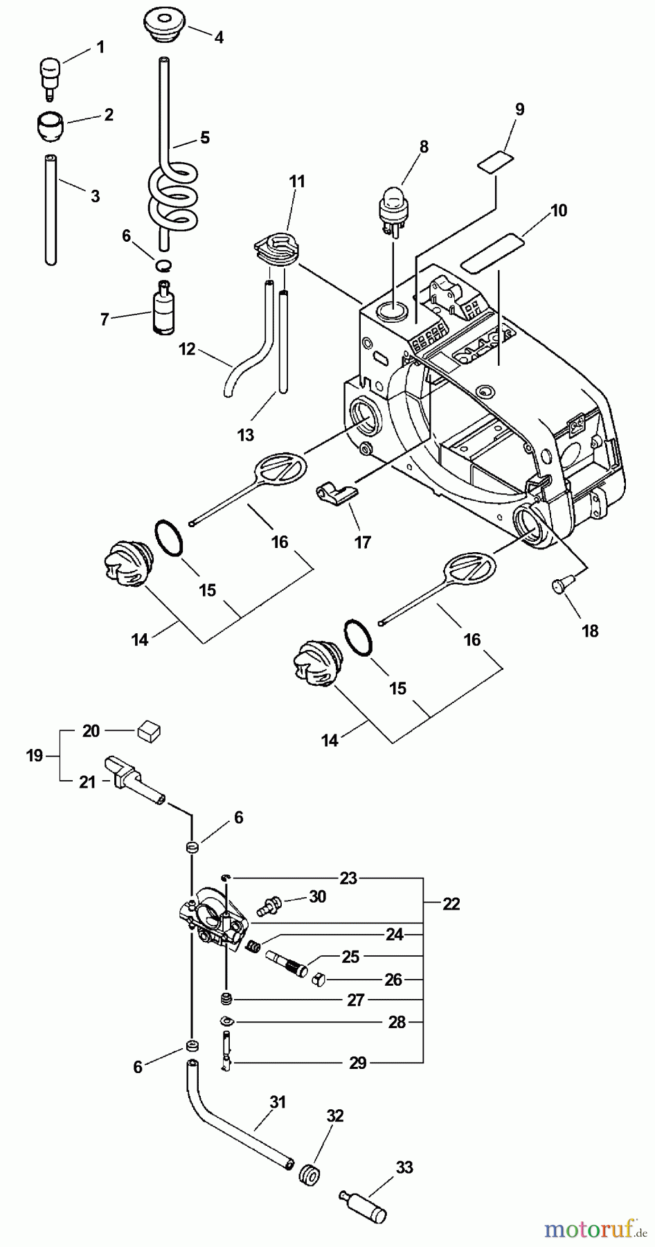 Echo Sägen, Kettensägen CS-3000 - Echo Chainsaw, S/N: 001001 - 999999 (Type 1) Fuel System, Oil System