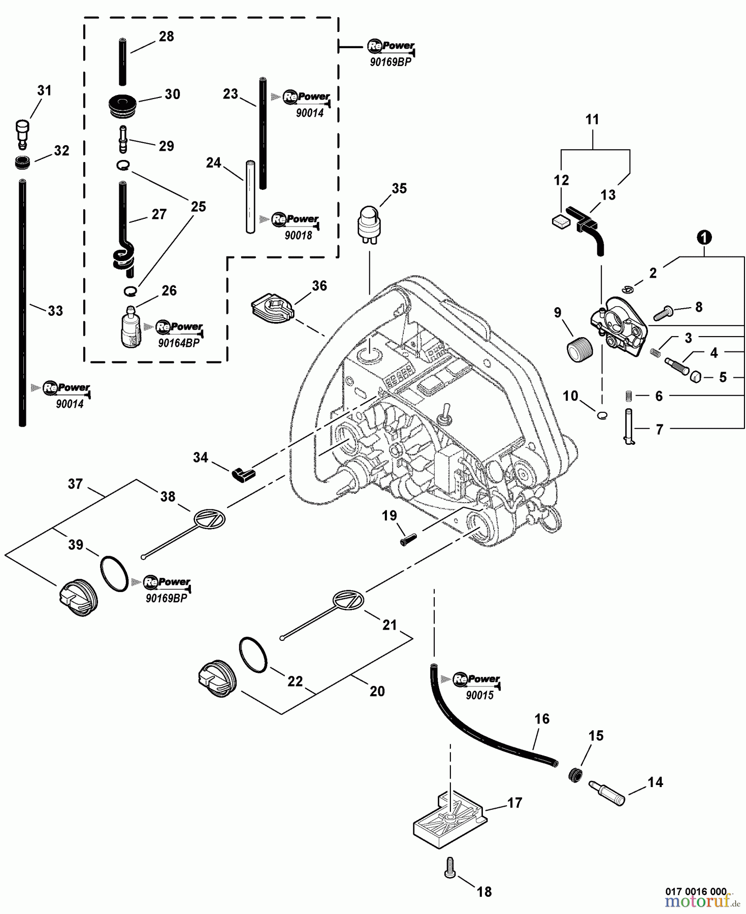 Echo Sägen, Kettensägen CS-303T - Echo Chainsaw, S/N: C26111001001 - C26111999999 Fuel System, Auto Oiler