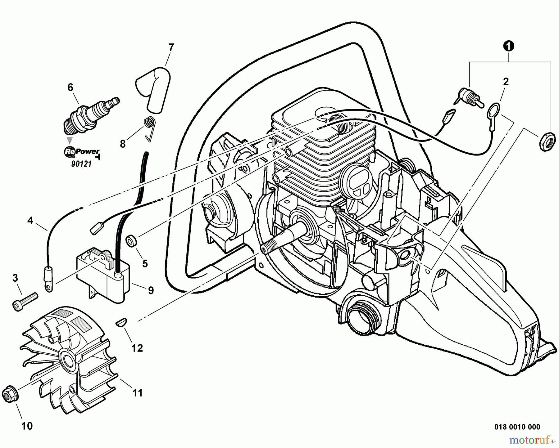 Echo Sägen, Kettensägen CS-310 - Echo Chainsaw, S/N: C04713001001 - C04713999999 Ignition