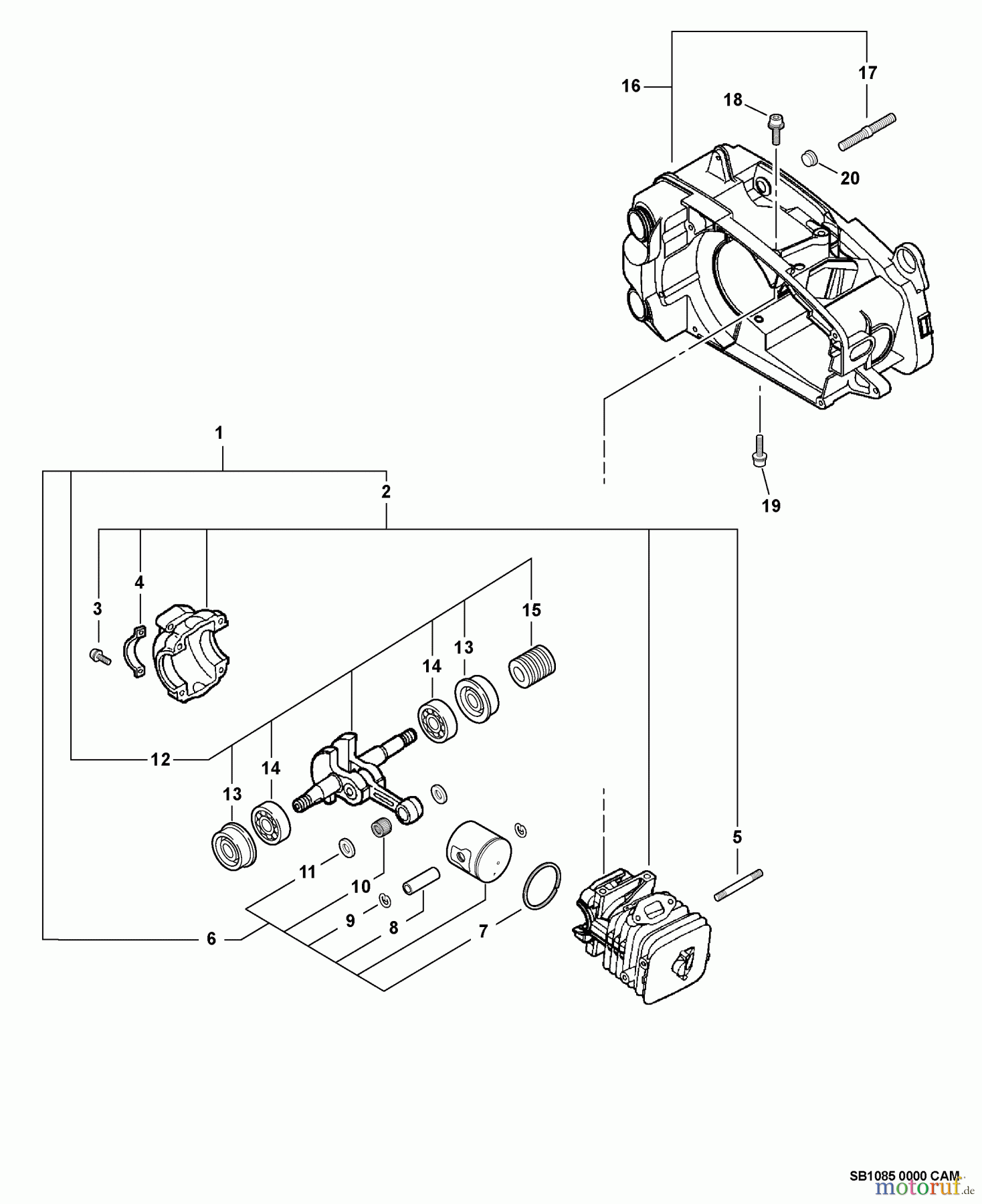 Echo Sägen, Kettensägen CS-330MX4 - Echo Chainsaw, S/N: C07213001001 - C07213999999 Engine, Short Block -- SB1085