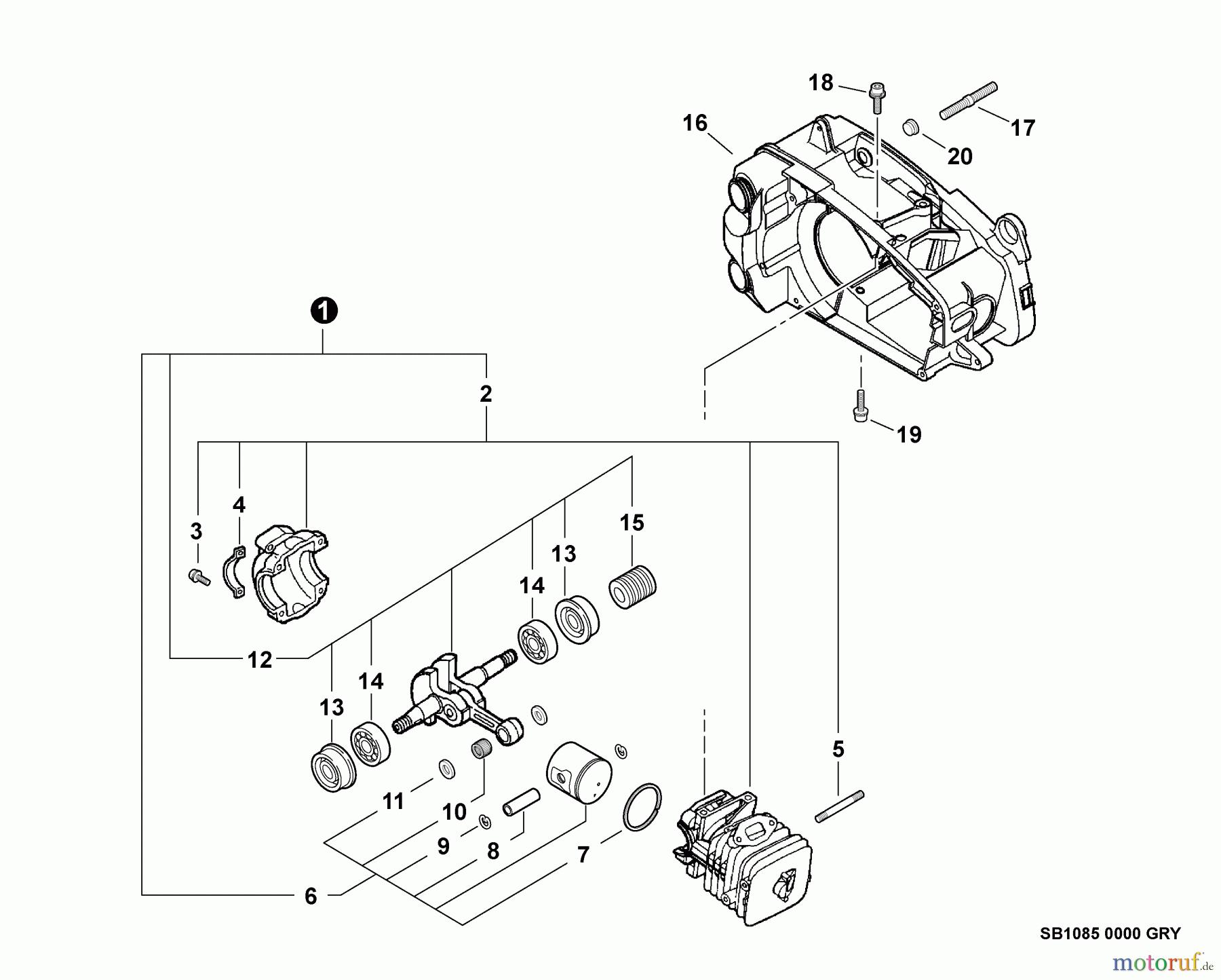 Echo Sägen, Kettensägen CS-330T - Echo Chainsaw, S/N: 09001001 - 09999999 Engine, Short Block -- SB1085 - GRAY MODELS