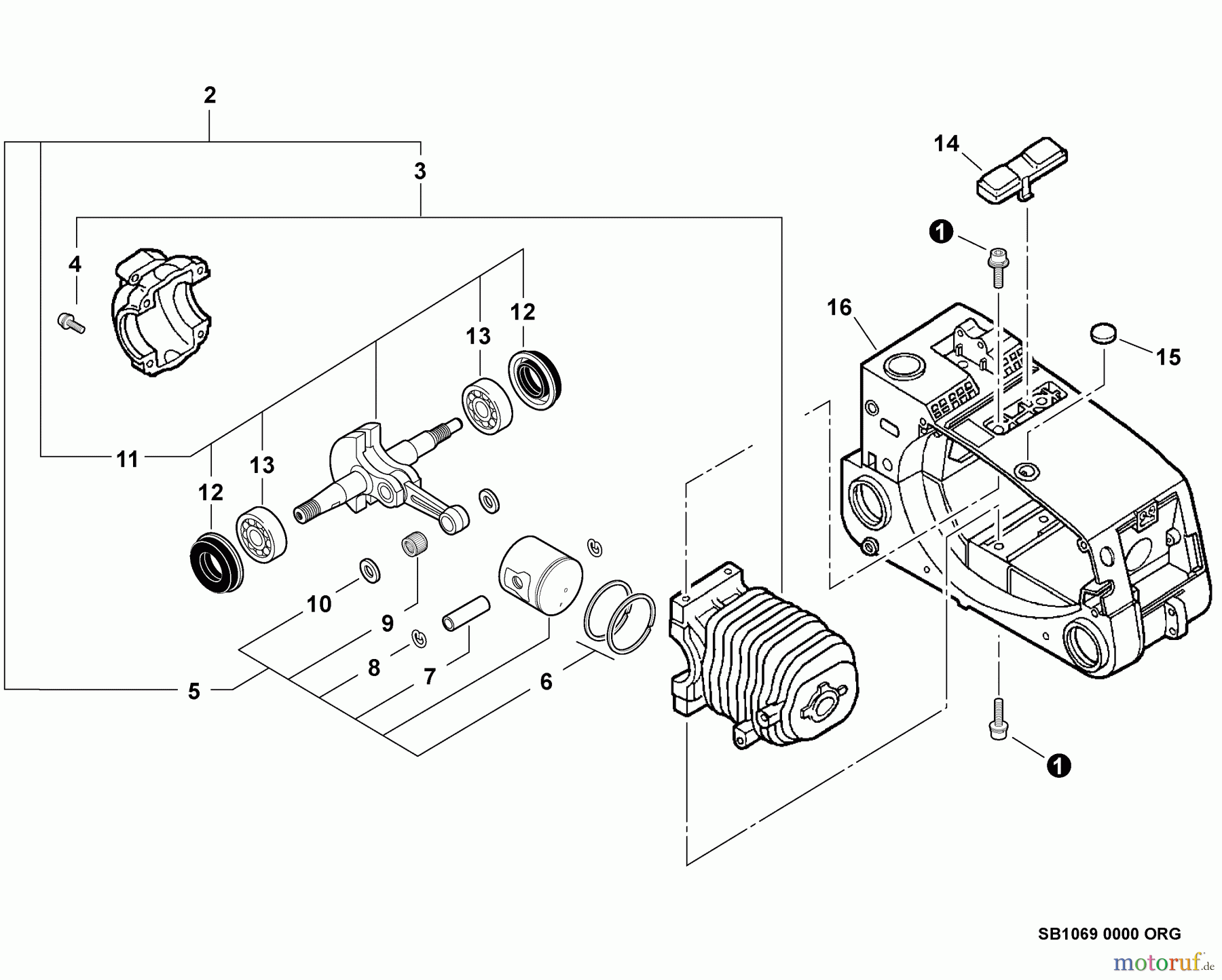 Echo Sägen, Kettensägen CS-341 - Echo Chainsaw, S/N: C23111001001 - C23111999999 Engine, Short Block -- SB1069, Engine Cover