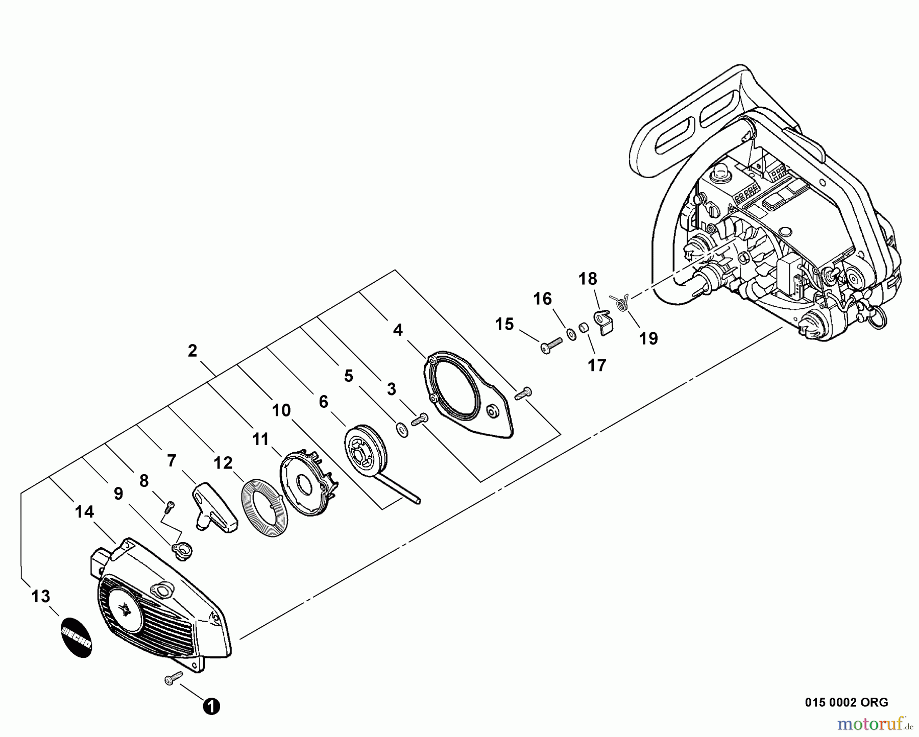  Echo Sägen, Kettensägen CS-341 - Echo Chainsaw, S/N: C25013001001 - C25013999999 Starter