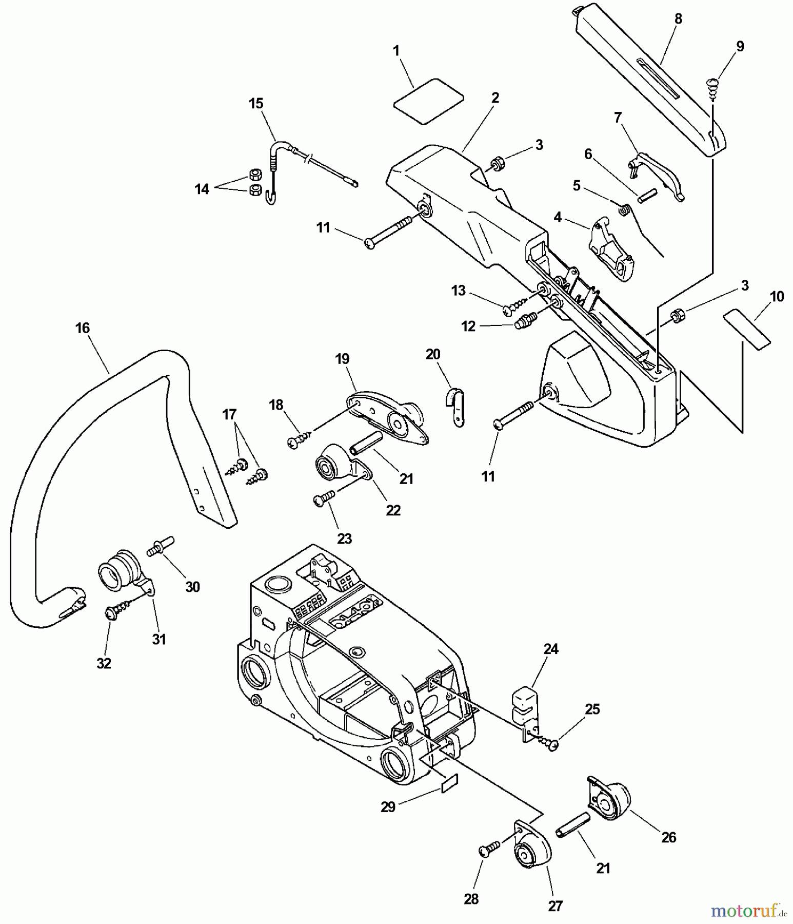 Echo Sägen, Kettensägen CS-3450 - Echo Chainsaw (Type 1E) Handles, Throttle Control