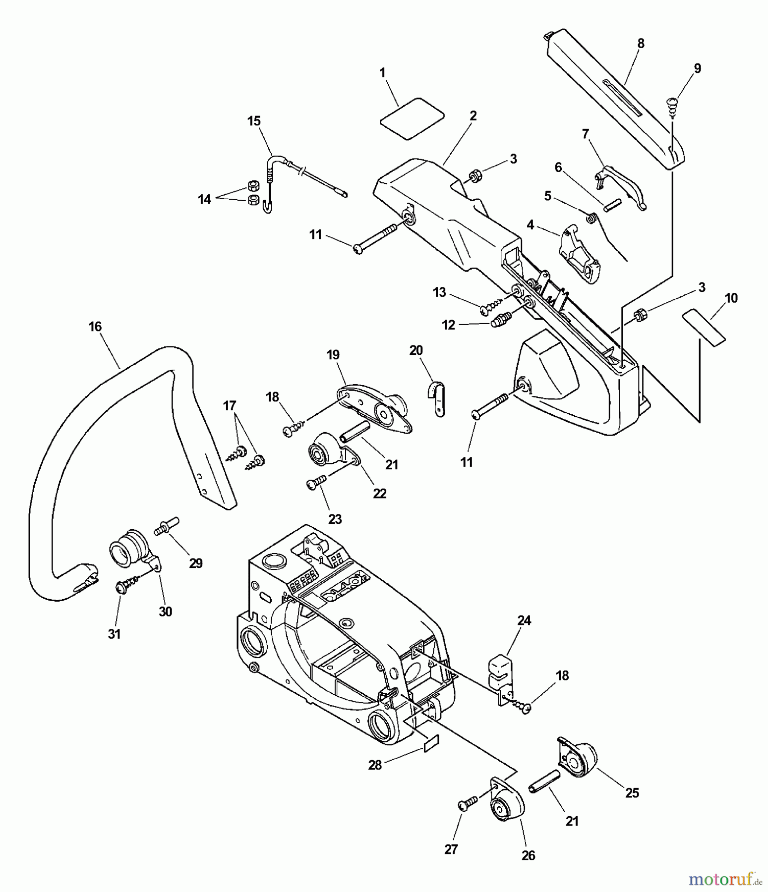 Echo Sägen, Kettensägen CS-346 - Echo Chainsaw, S/N: 02001001 - 02999999 Handles, Throttle Control