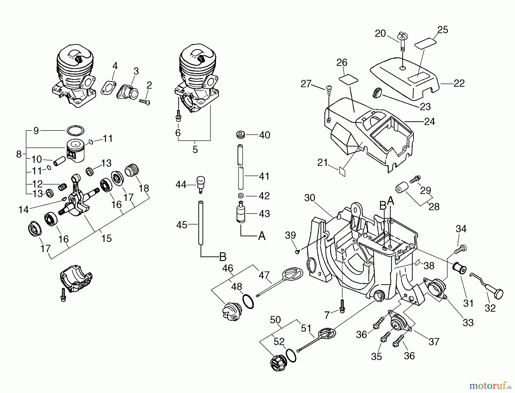  Echo Sägen, Kettensägen CS-3500 - Echo Chainsaw Engine, Crankcase, Engine Cover