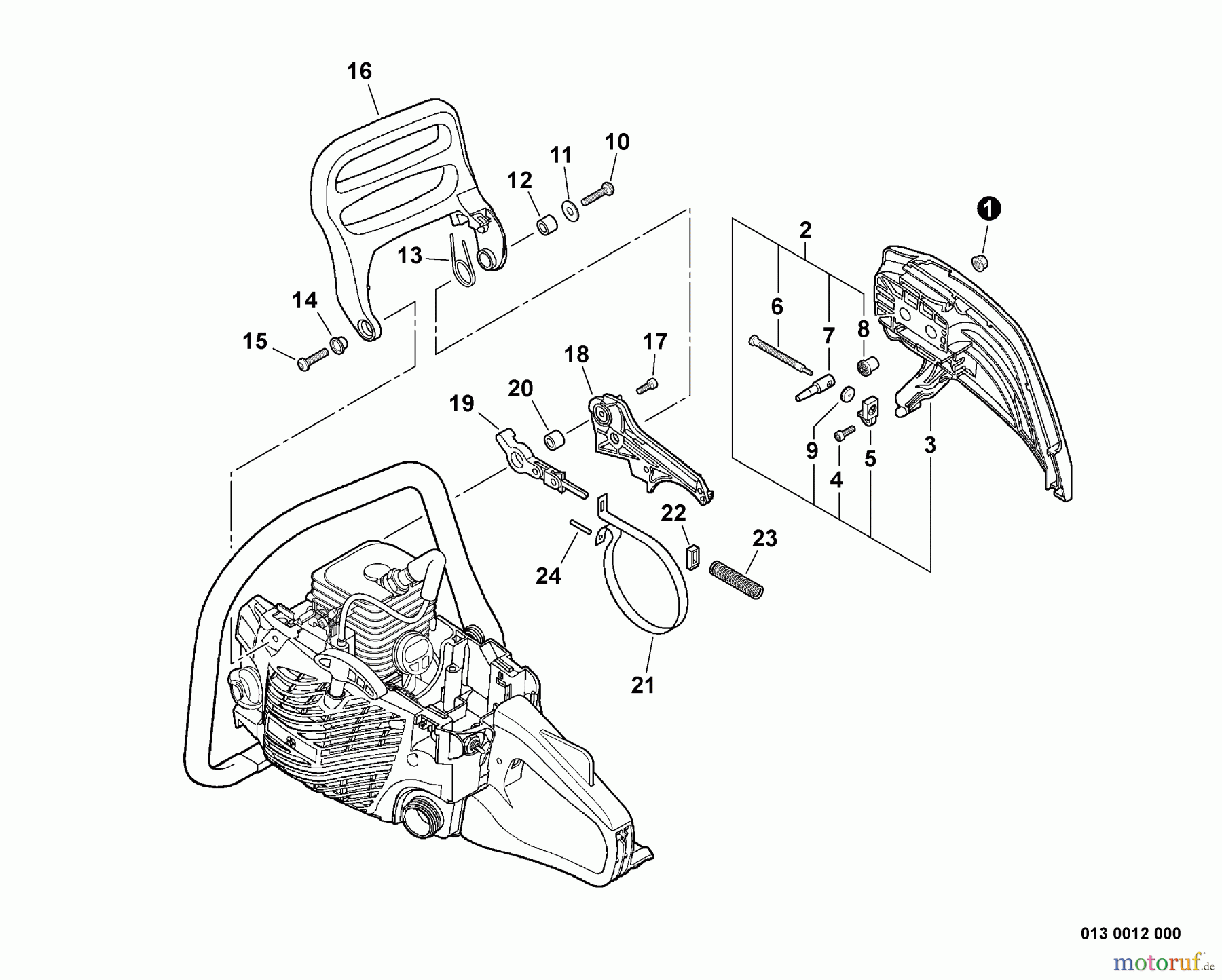 Echo Sägen, Kettensägen CS-352 - Echo Chainsaw, S/N: C19612001001 - C19612999999 Chain Brake