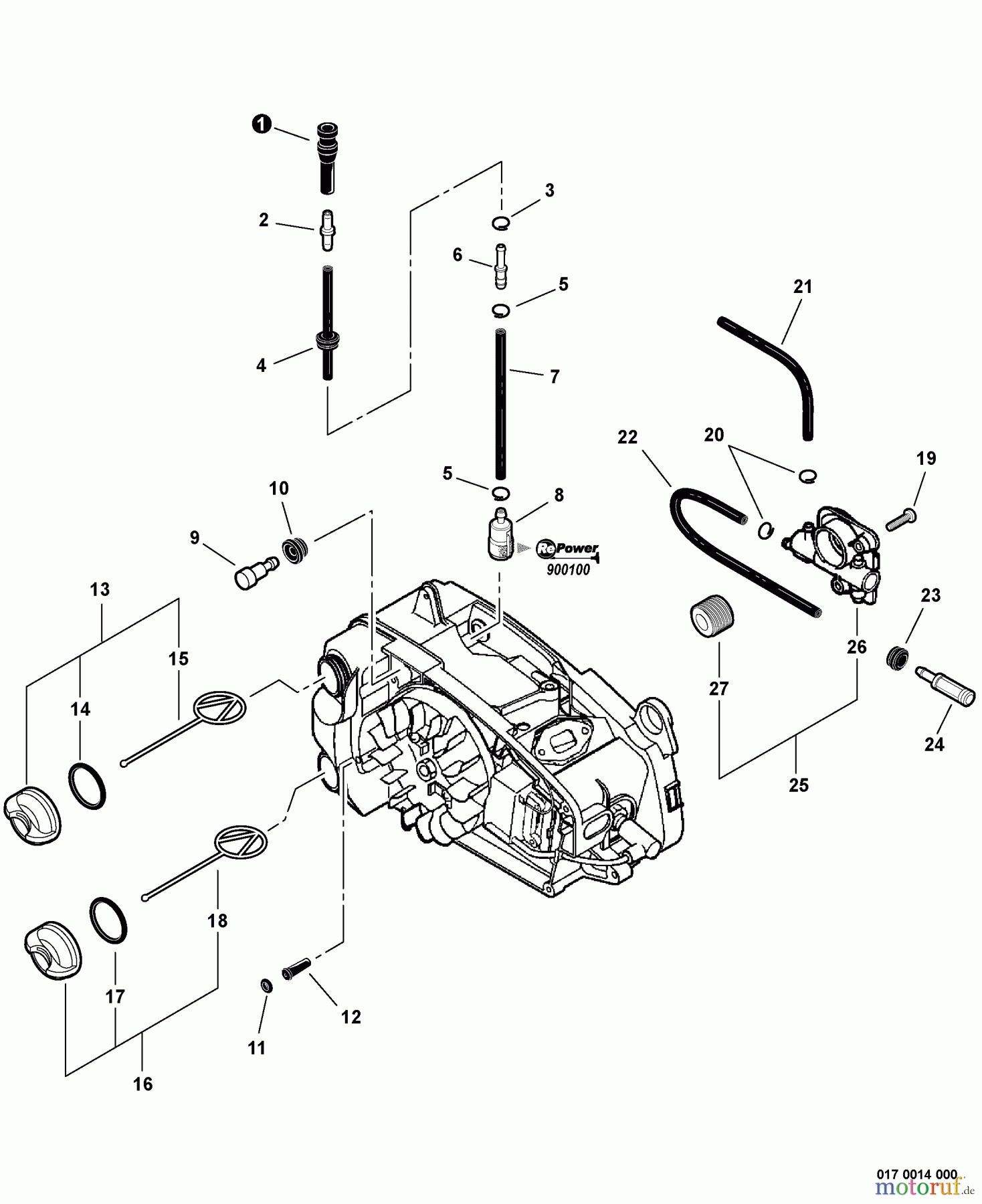  Echo Sägen, Kettensägen CS-360T - Echo Chainsaw, S/N: C07811001001 - C07811999999 Fuel System, Auto-Oiler  S/N: C07811005031 - C07811999999