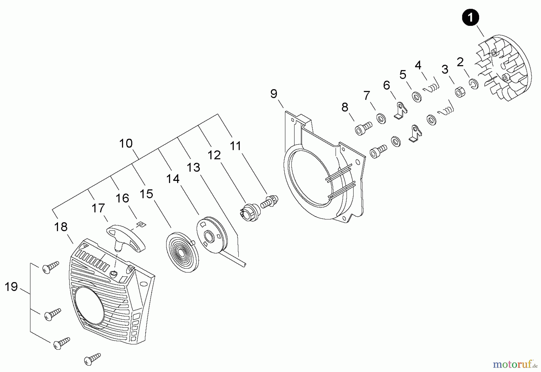 Echo Sägen, Kettensägen CS-4200ES - Echo Chainsaw, S/N: 36001001 - 36999999 Flywheel, Starter