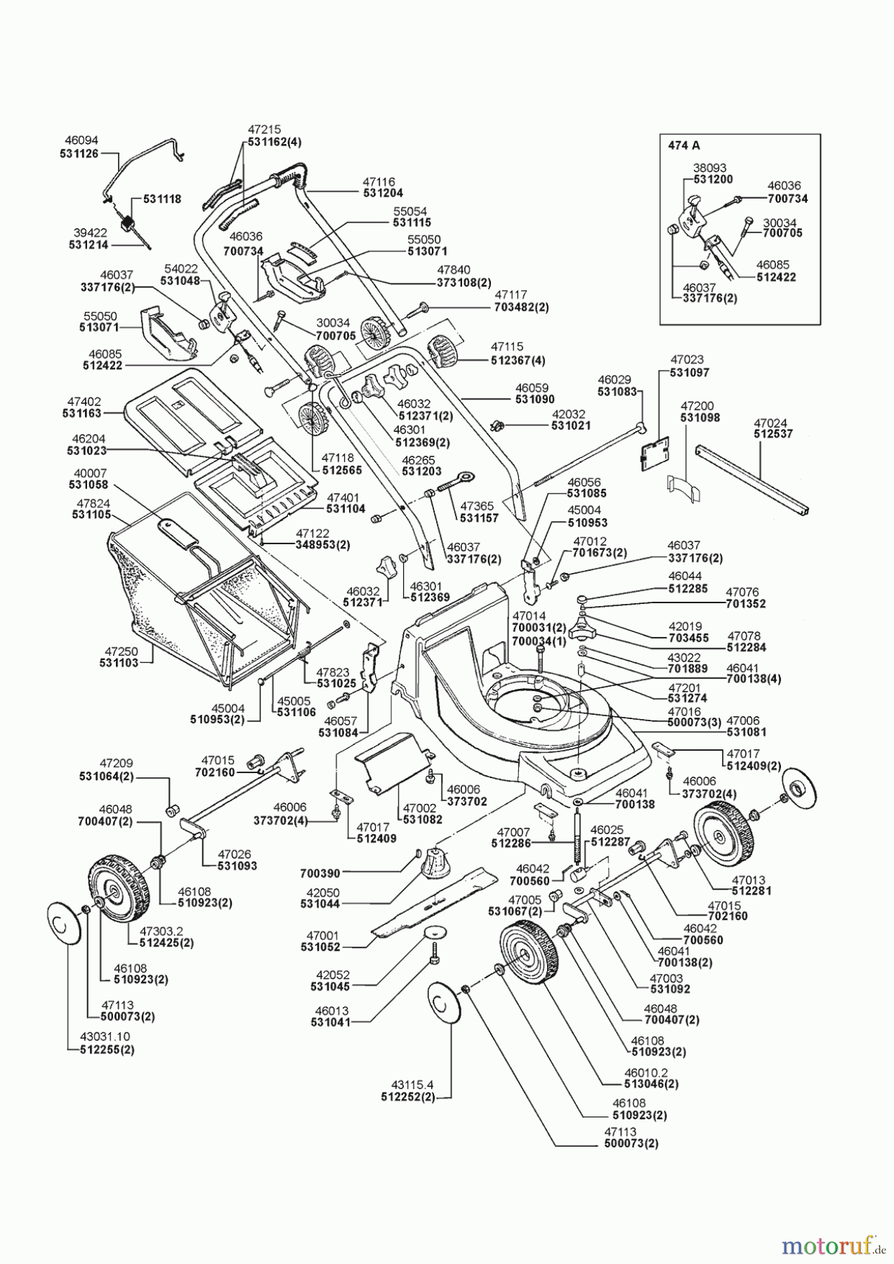 AL-KO Gartentechnik Benzinrasenmäher 474 A Baur vor 04/1995 Seite 1
