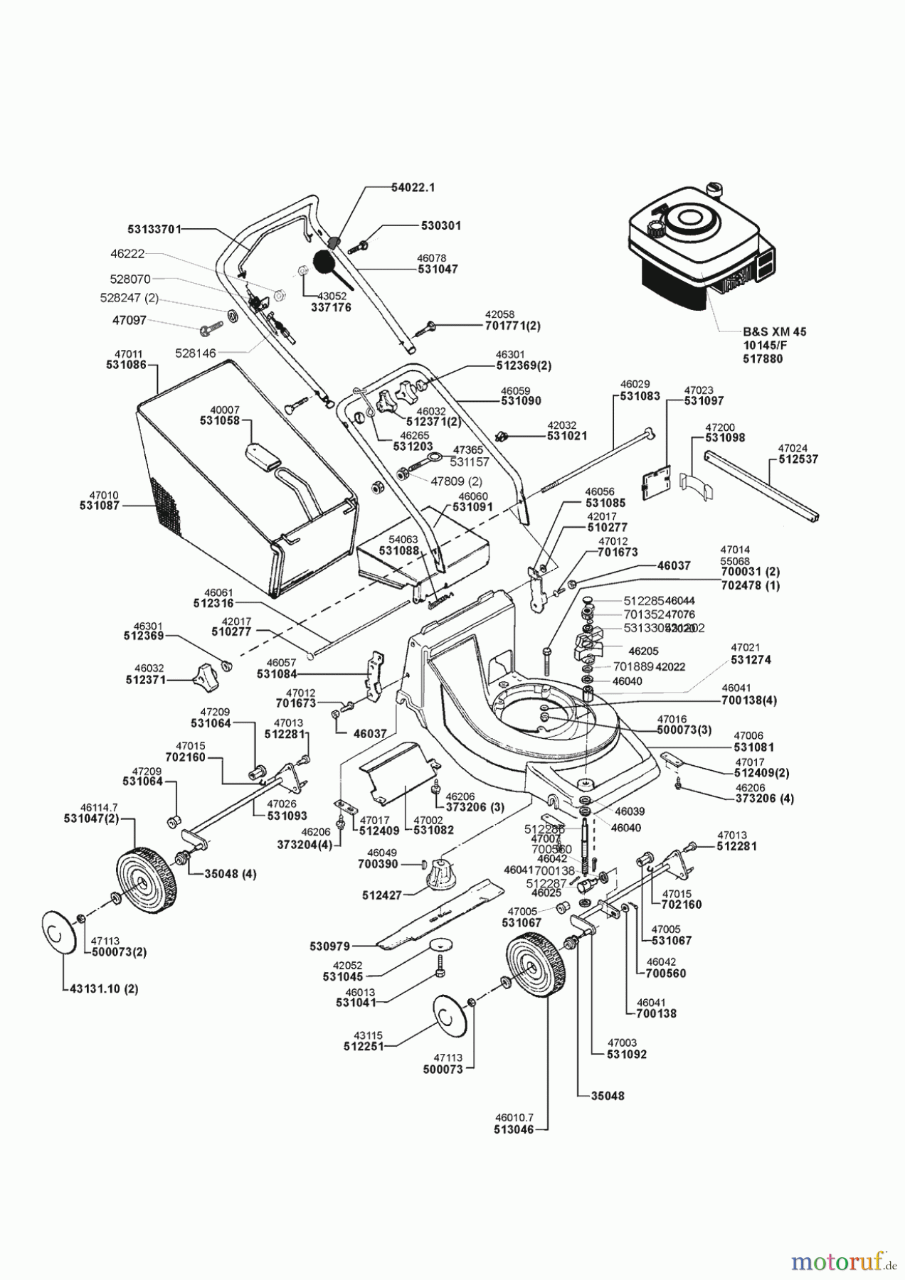 Orion Gartentechnik Benzinrasenmäher Hagarin 474 A vor 11/1998 Seite 1