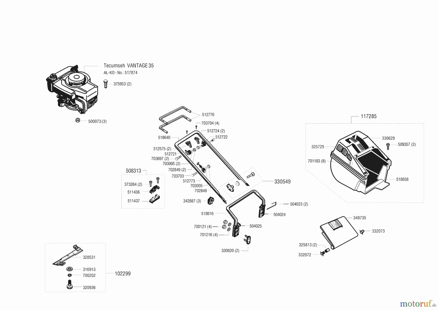  AL-KO Gartentechnik Benzinrasenmäher Mat Gard 500 BR ab 04/1995 Seite 1