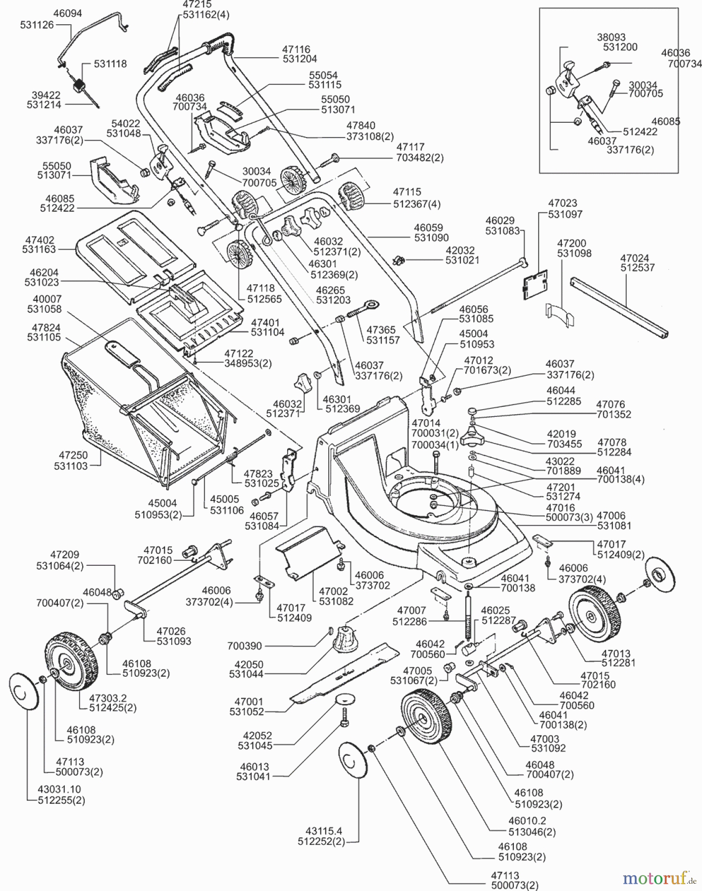 AL-KO Gartentechnik Benzinrasenmäher 474 A Baur ab 04/1995 Seite 1